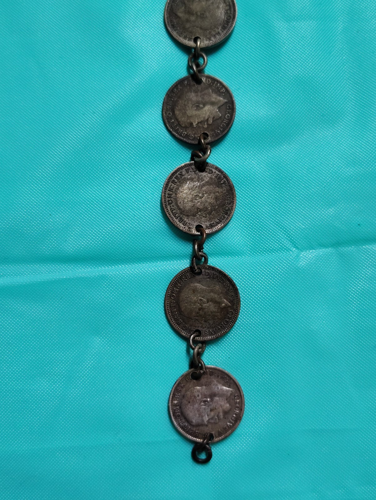 Vintage King George V Silver Coin Bracelet 1915-1935 3 Different Coins