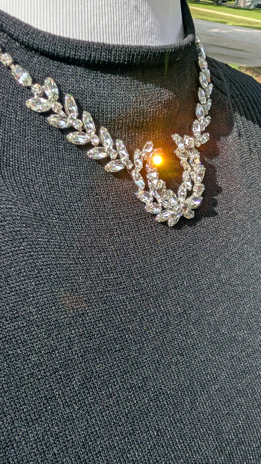 Fabulous vintage CHRISTIAN DIOR by KRAMER rhinestone adjust. statement necklace