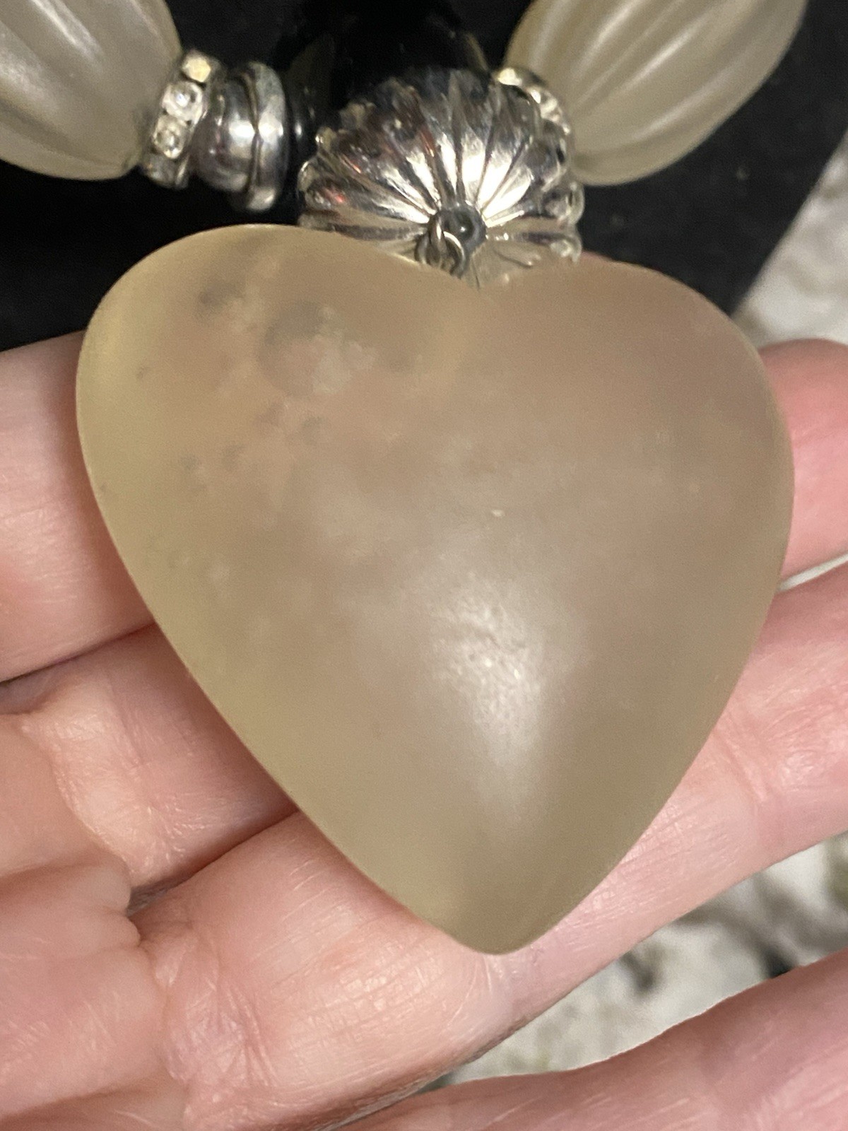 Vtg 1973 Christian Dior Germany Chunky Lucite Heart Beaded Necklace RARE