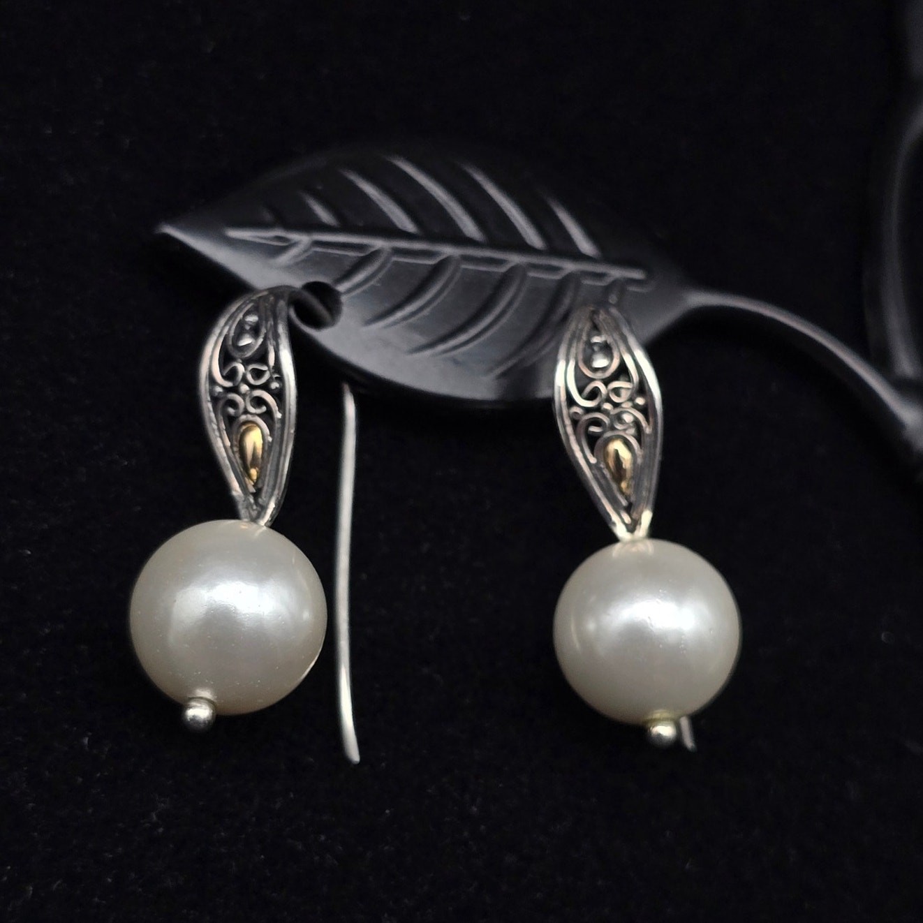 Robert Manse Sterling Silver Pearl Earrings with 18K Gold Accents