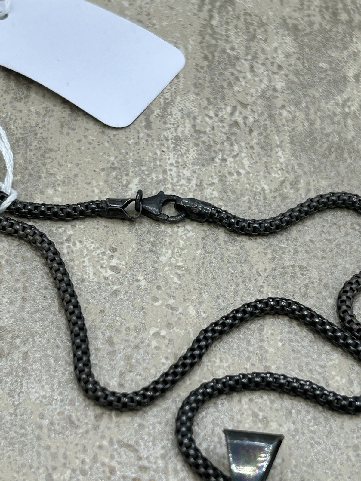 JRI Mexico Sterling Silver Tiger’s Eye Pendant Necklace Modernist Oxidized Chain