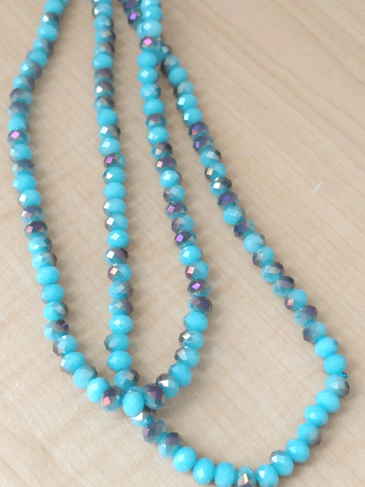 Blue AB Faceted Beaded Necklace/ Sparkling/ Very Good Condition/ No Clasp