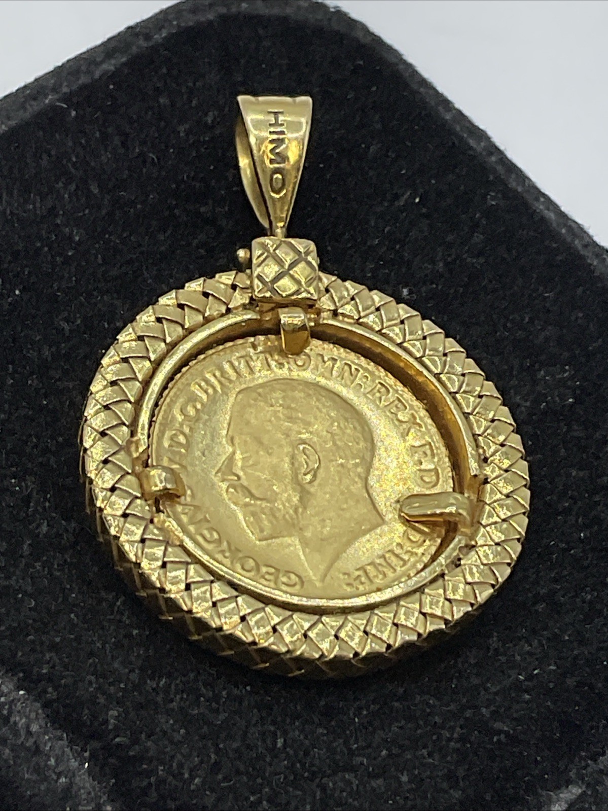 1911 GREAT BRITAIN KING GEORGE GOLD COIN in 21K Frame & Lock CUSTOMIZED CHARM