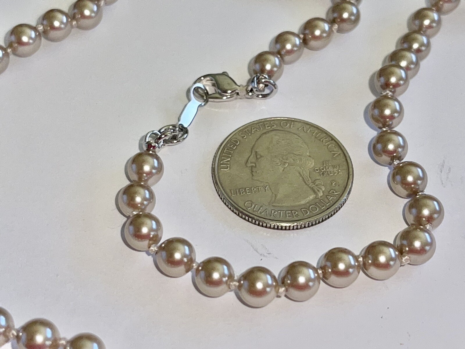 Vintage Pastel Lilac 5mm Pearl Bead Strand Necklace 24”
