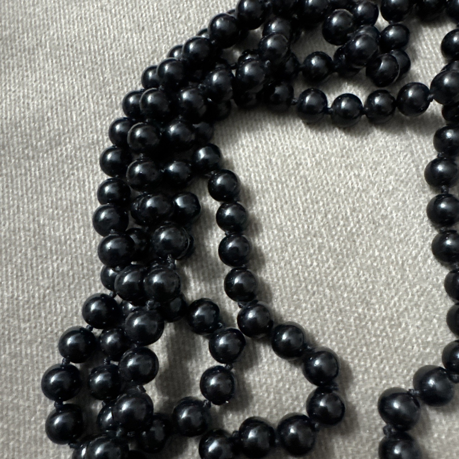 Long Purple Yellow Beige Turquoise Black Faux Pearl Necklace Length 25”