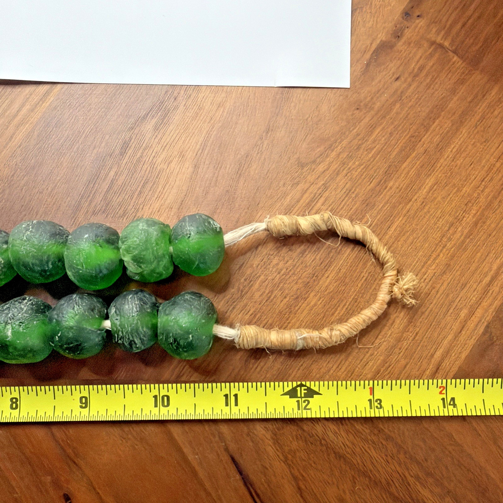 African Recycled Green Glass Trade Beads Large