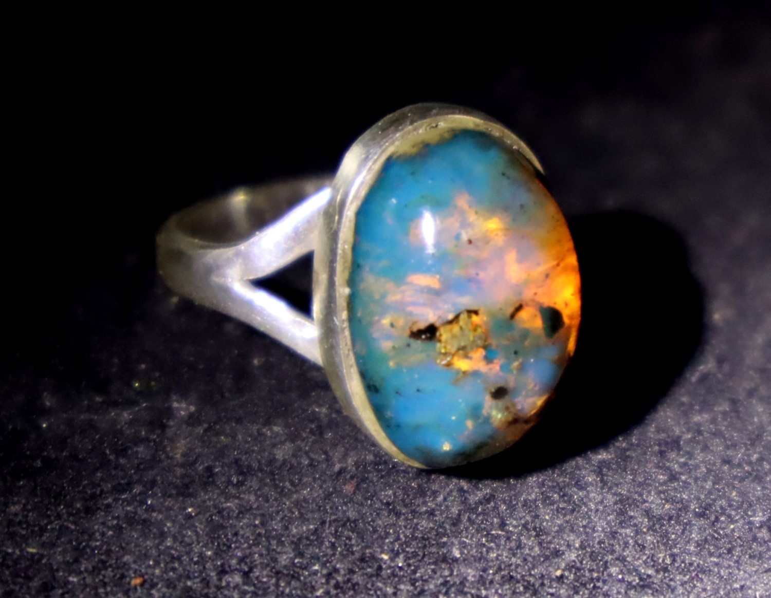 Excellent Natural Clear Sky Blue Amber 925 Sterling Silver Ring #6.5 free resize