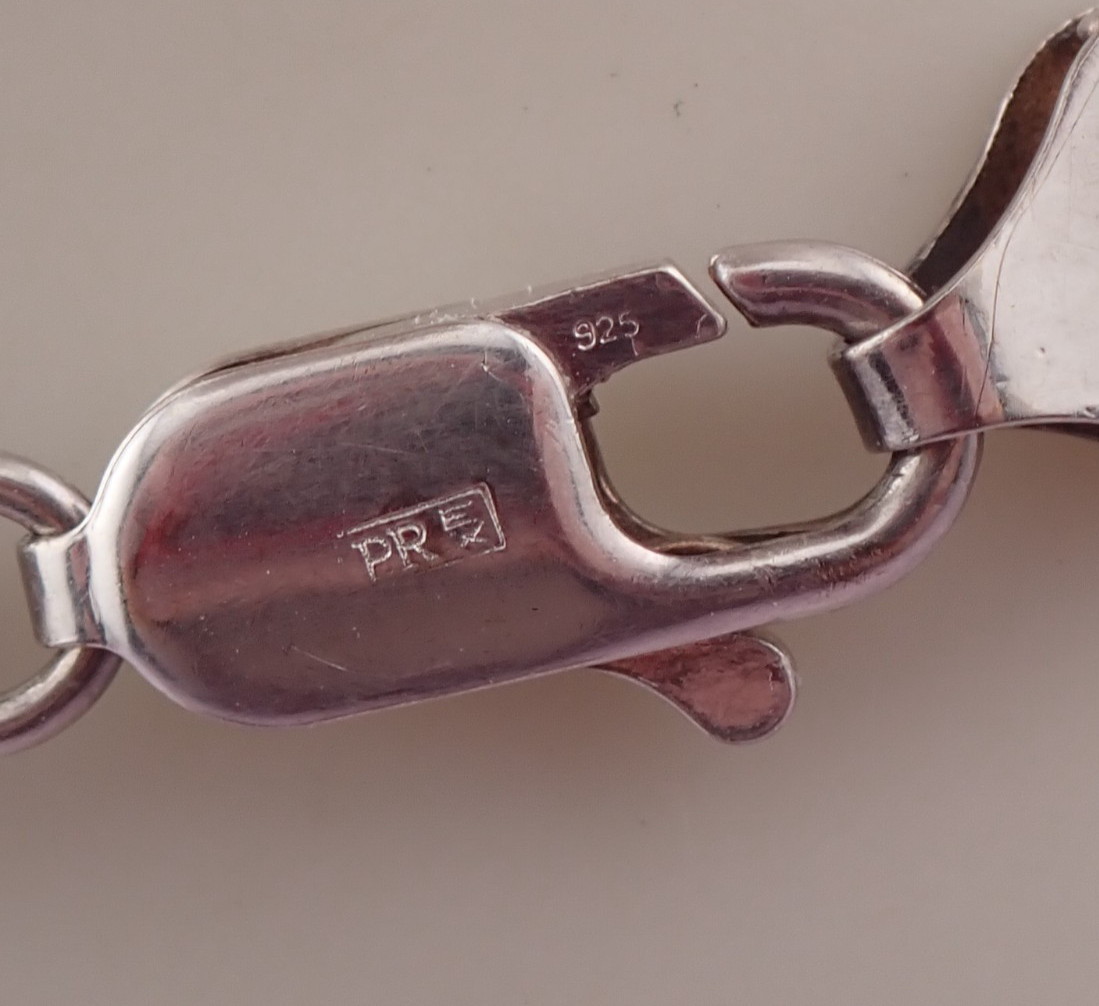 VTG Sterling Silver Rose Tone 6mm Bi-Color 7 1/2″ Flexible Bracelet 14.8 grams