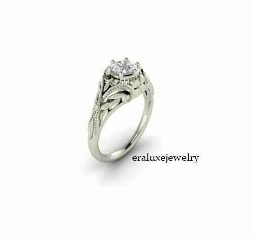 3Ct Art Deco Style Lab Created Diamond Engagement Wedding 14K White Gold FN Ring