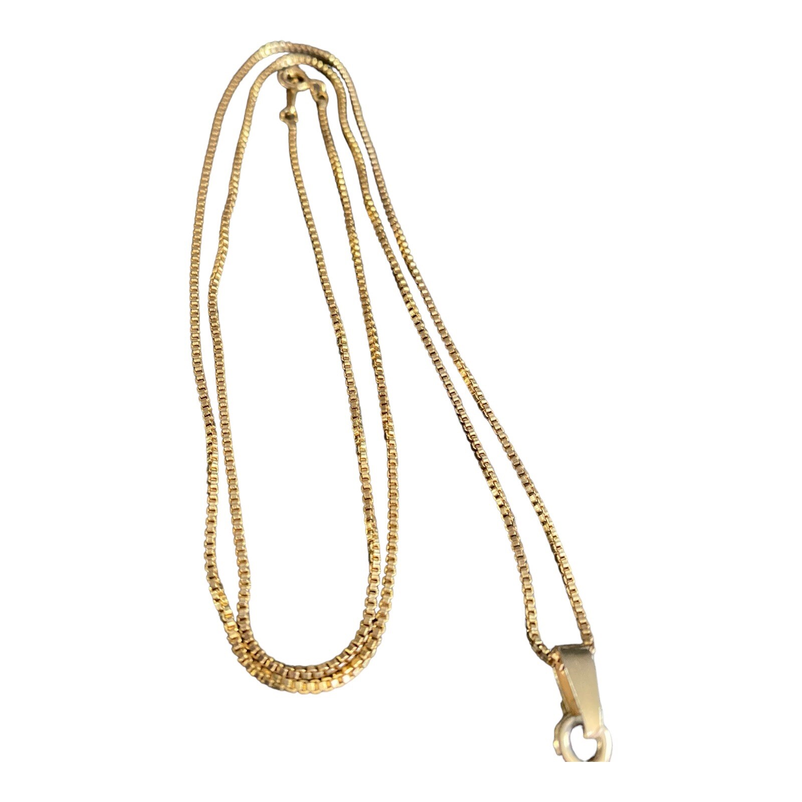 Vintage Yellow Gold Plated Triangle Pendant Necklace Chain B232
