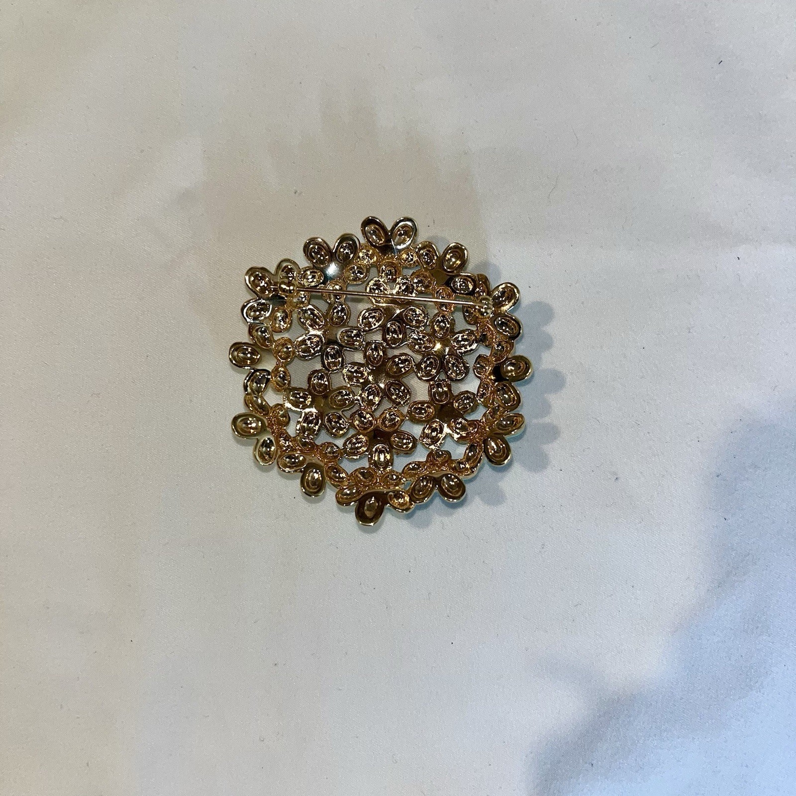 Vintage Mint Green Enamel And Rhinestone Flower Cluster Brooch 1960s