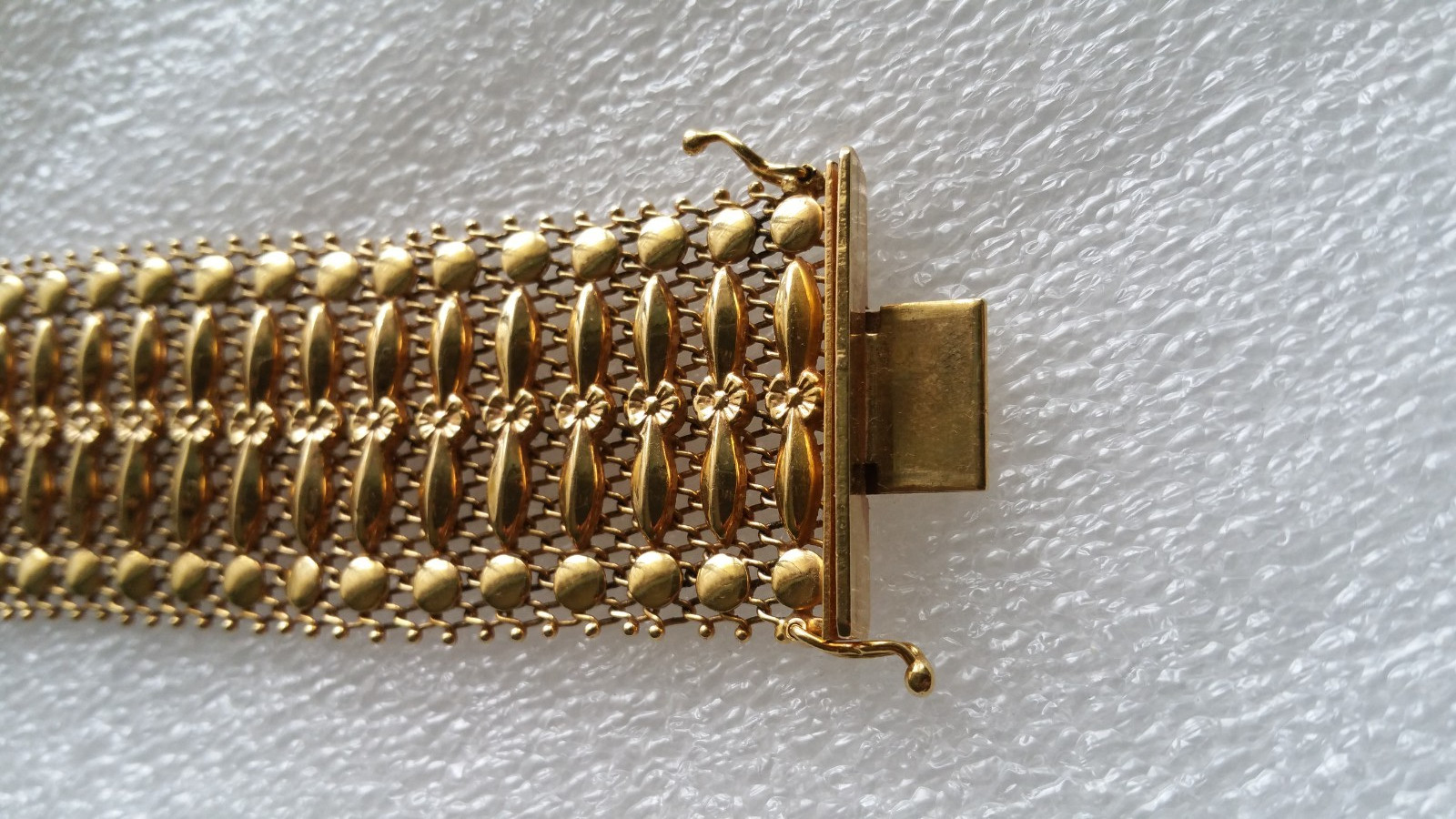 Italian Mesh Bracelet 18k Gold Charm Wide Vintage Yellow Woven Women’s Men’s Old