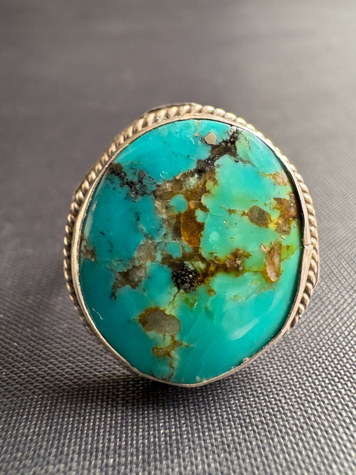 Vintage Silver Southwestern Turquoise Ring Handmade Size 7.25 US