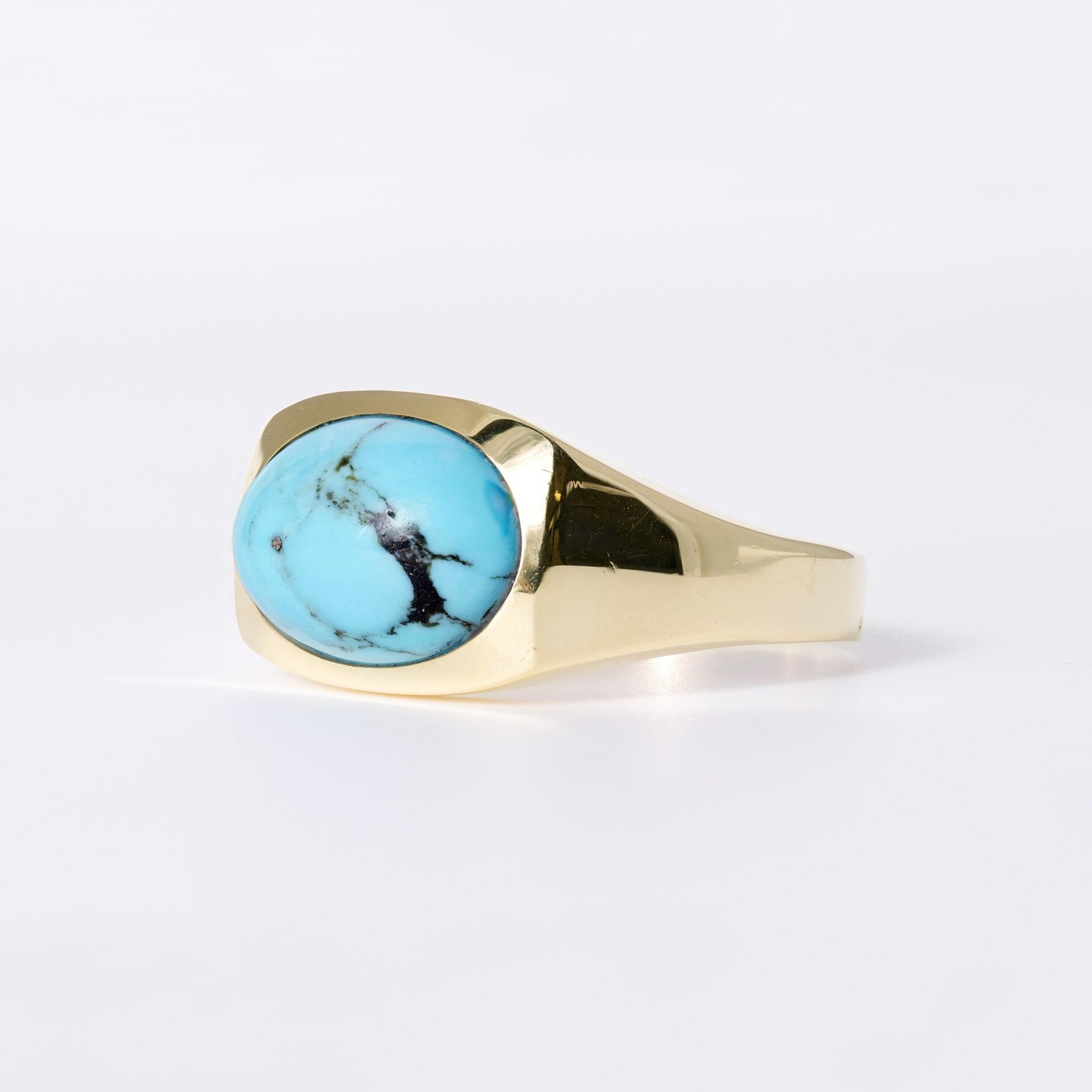 Vintage 1970s Men’s Turquoise & 14k Gold Ring