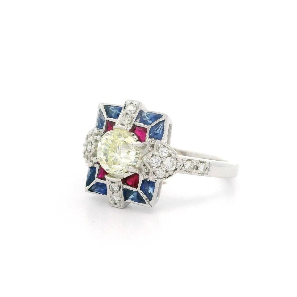 3.02Ct Art Deco Style Lab Created Diamond Anniversary 14K White Gold Finish Ring