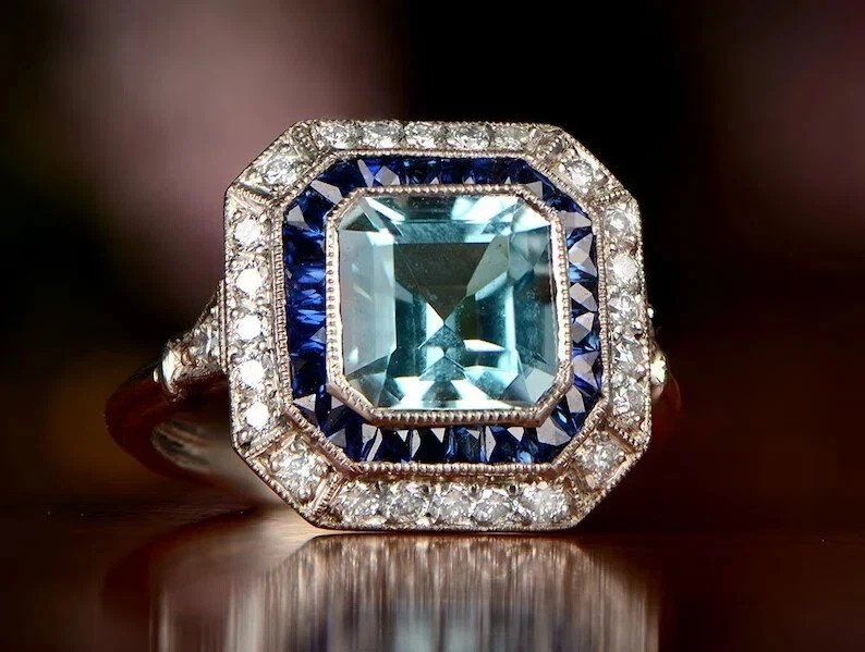 Art Deco Style 4.45Ct Lab Created Diamond Solitaire Ring 14K White Gold Finish