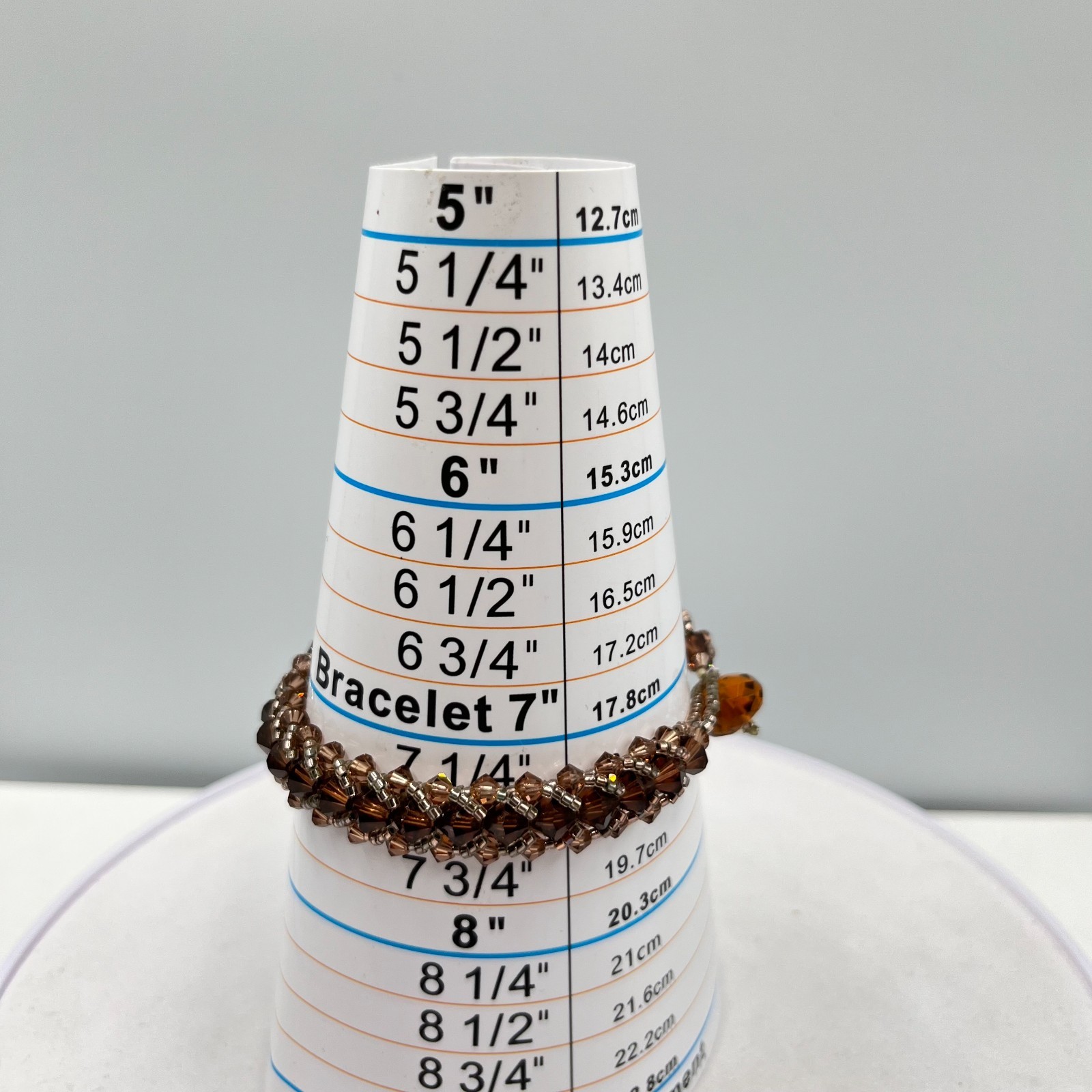 Vintage Brown Crystal Beaded Bangle Bracelet Retro Earth Tone Statement Jewelry