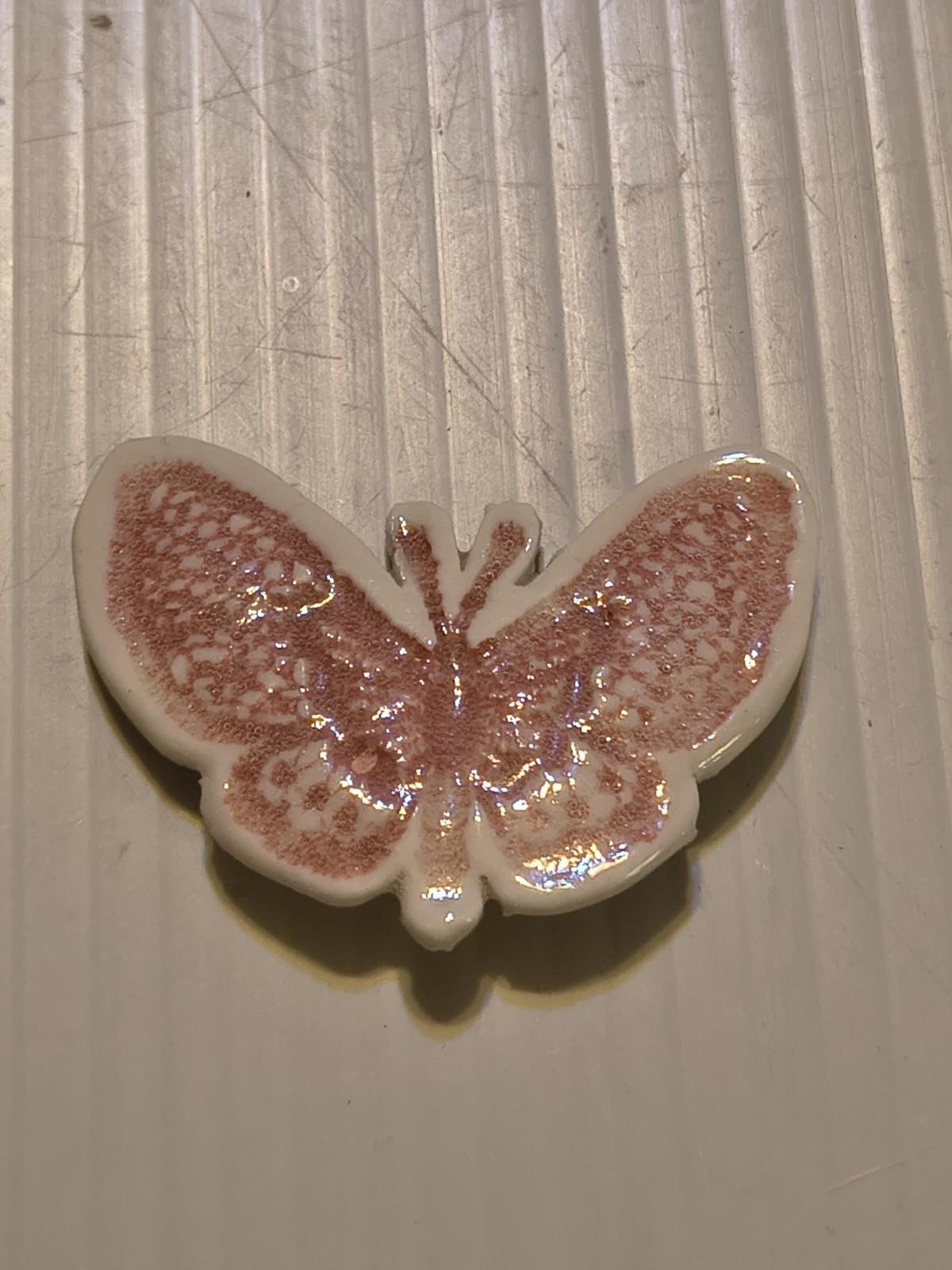Handmade & Painted Ceramic Butterfly Brooch See Pictures For Details & Condition