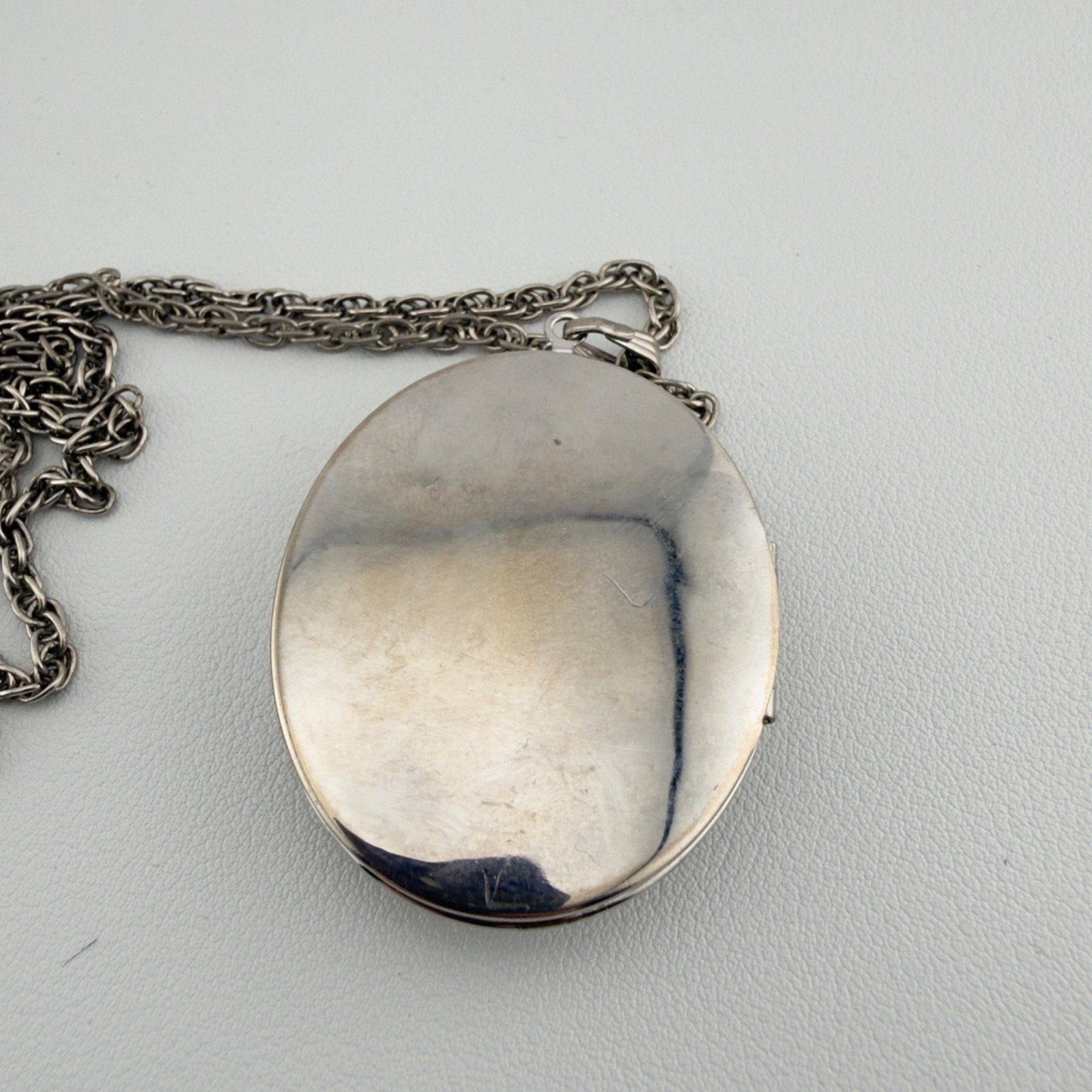 Vintage Large Oval Locket Necklace Set of 2 Gold Tone Silver Tone
