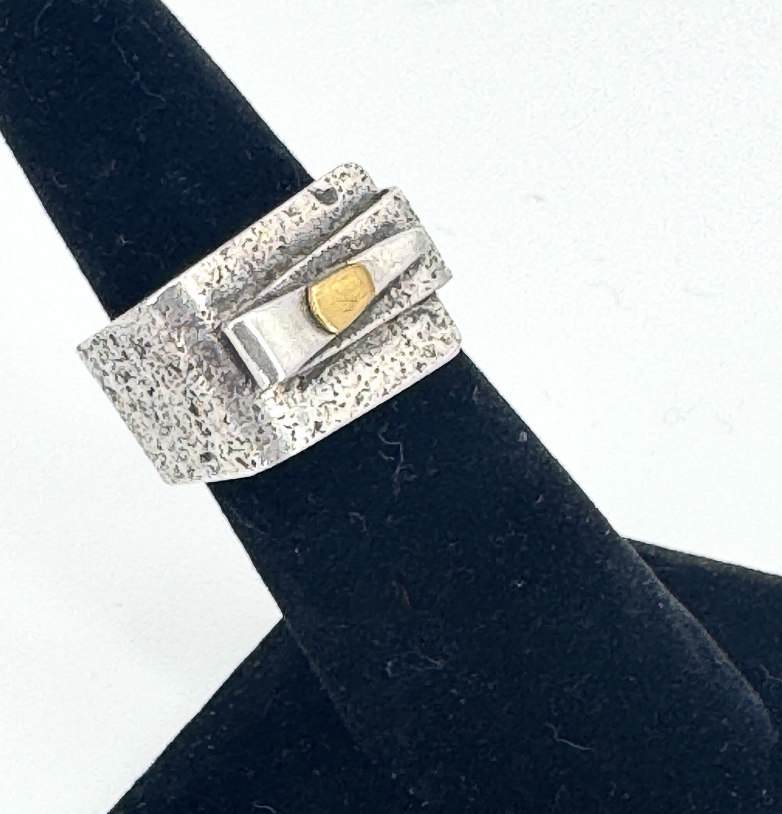 Vintage Modernist Sterling Silver Artisan Square Ring