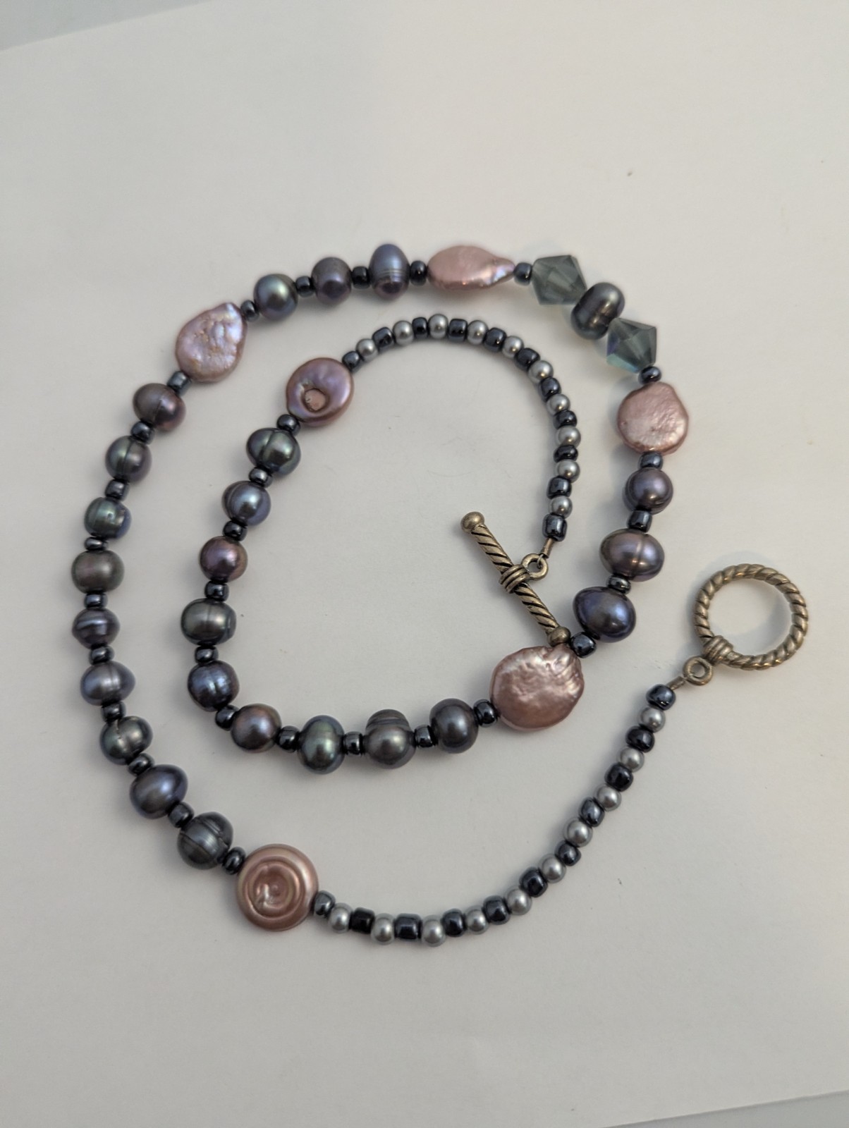Vtg Handmade Necklace Lot Hematite Pearl Carnelian Garnet Beads Gold Filled