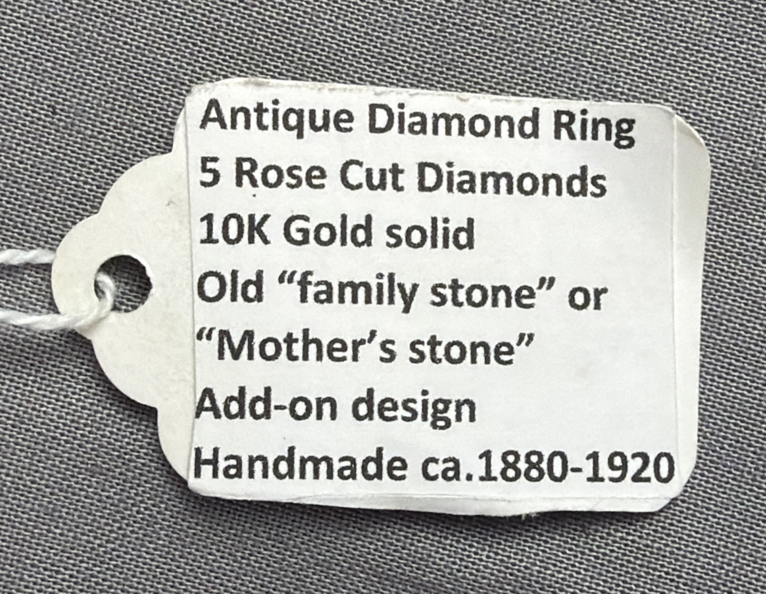 Antique 5 Rose Cut Diamond Ring 10ct Gold Old Family Stone Handmade 1880-1920
