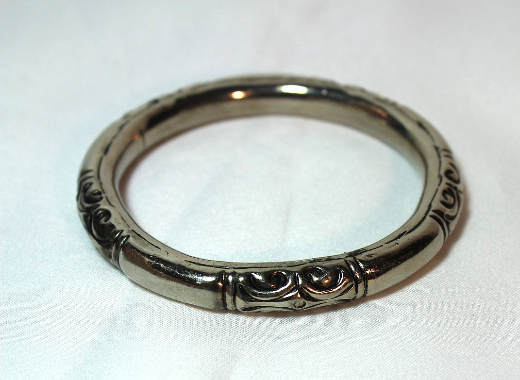 33.6g Vintage Deco Sterling Silver 925 Plated Chinese Rattling Bangle Bracelet