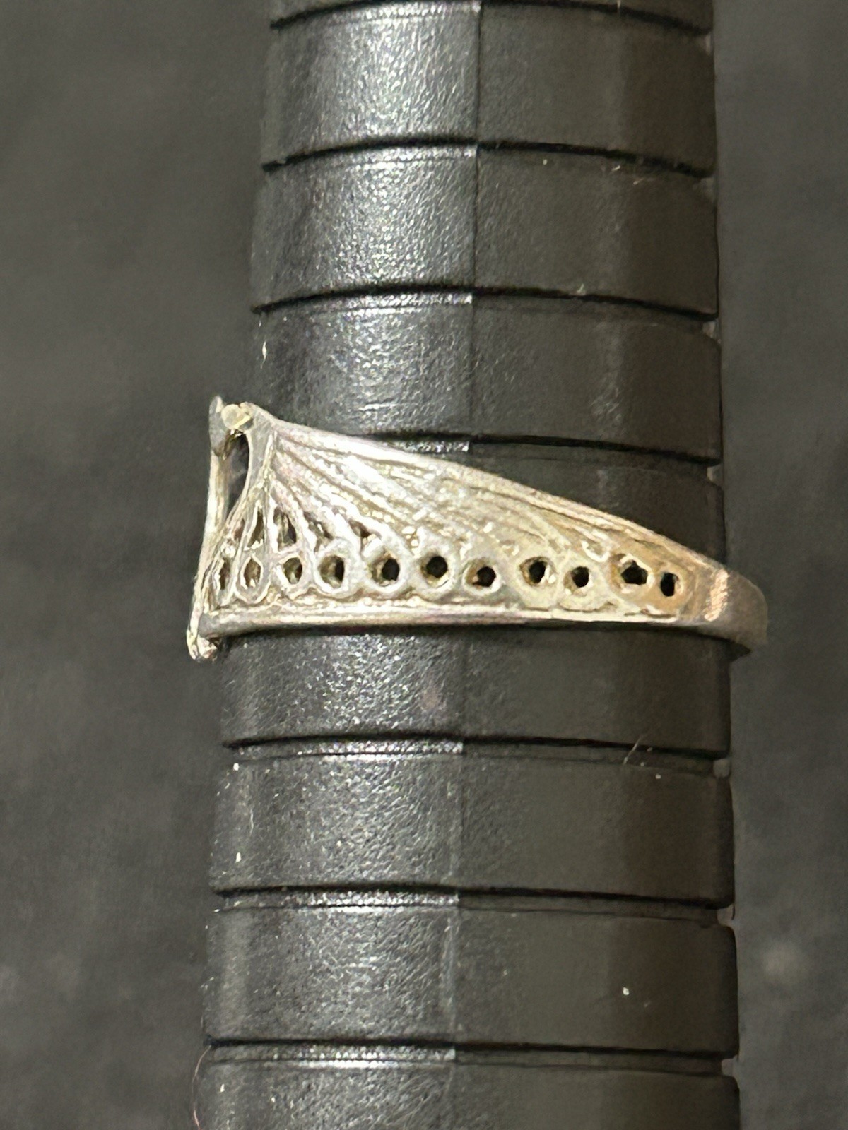Vintage 925 Sterling Silver Ring Open Heart With Filigree Band Design Size 7