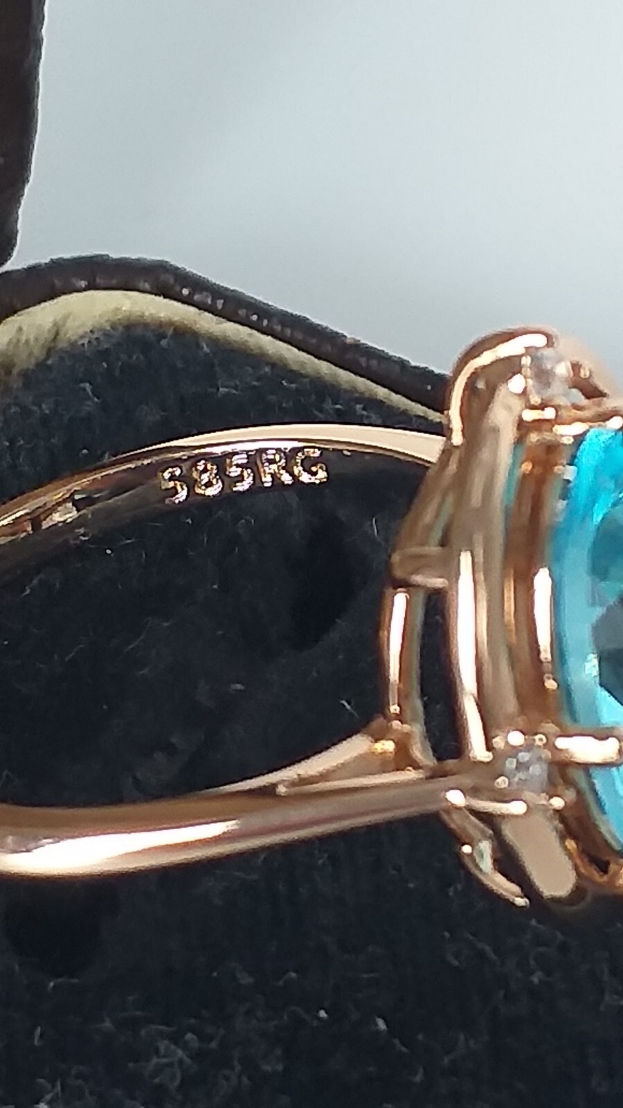Vintage 1990-s 14 Ct Rolled Gold Aquamarine Ring Size UK N US 6 3/4- Hallmarked!