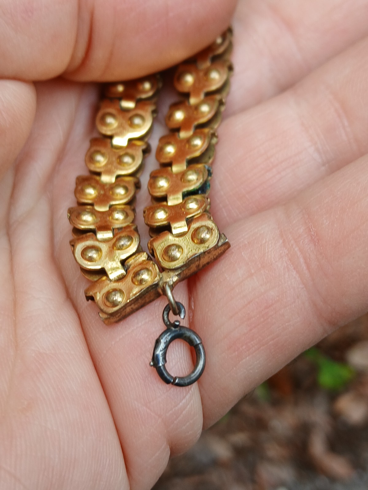 WOW! Antique Victorian Gold Filled Double Row Fancy Tank Tread Link Bracelet