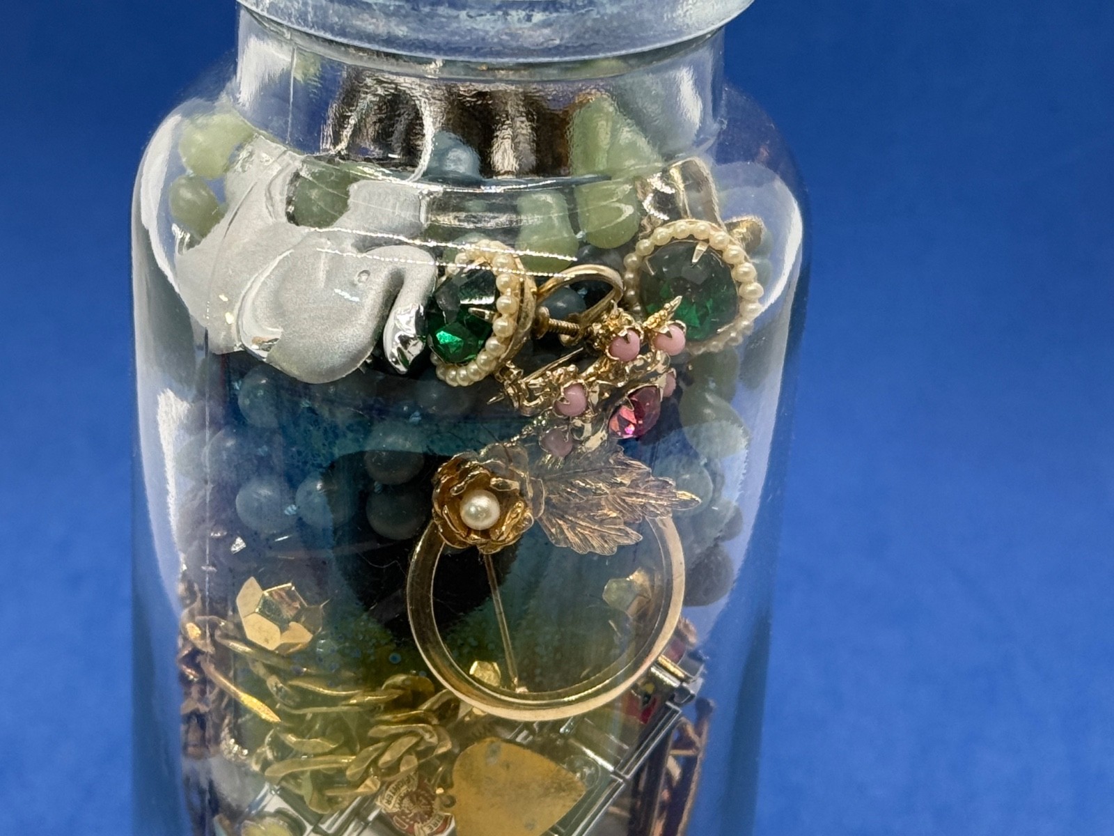 Mystery Estate Costume Jewelry Jar Mixed Lot All Wearable