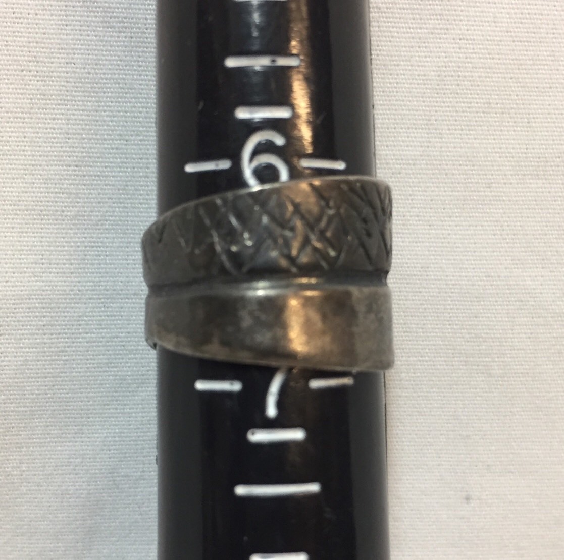 Antique Sterling Silver Ring Marked 925 Solid Band No Stone Hash Marks Jewelry