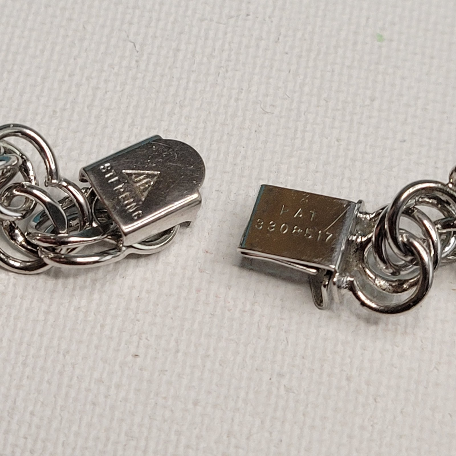 Vtg JB Jacoby Bender STERLING Silver Double Link Charm Bracelet Unused 7.5 16.5g