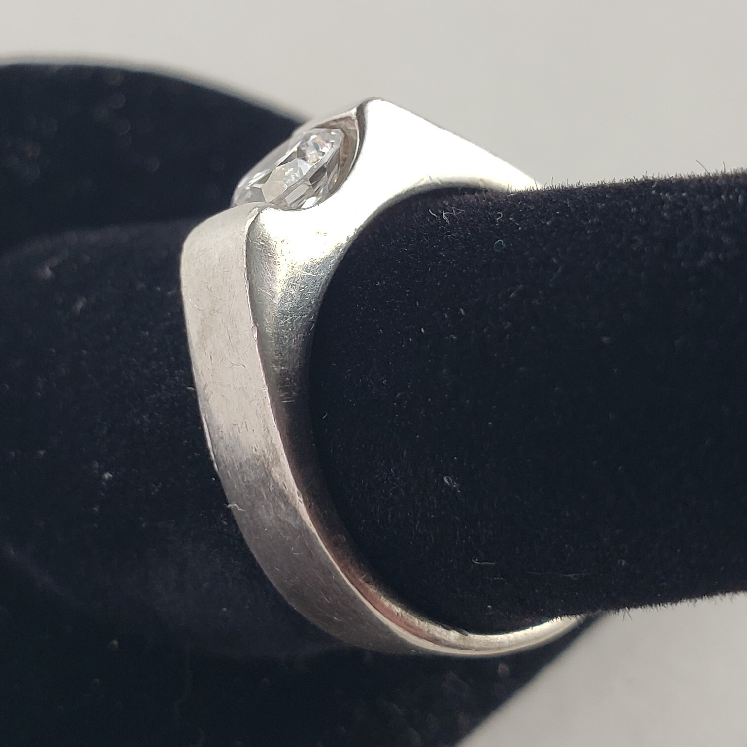 Sterling Silver Ring White Solitaire CZ 6.2g Size 8 BOCCO [7749]