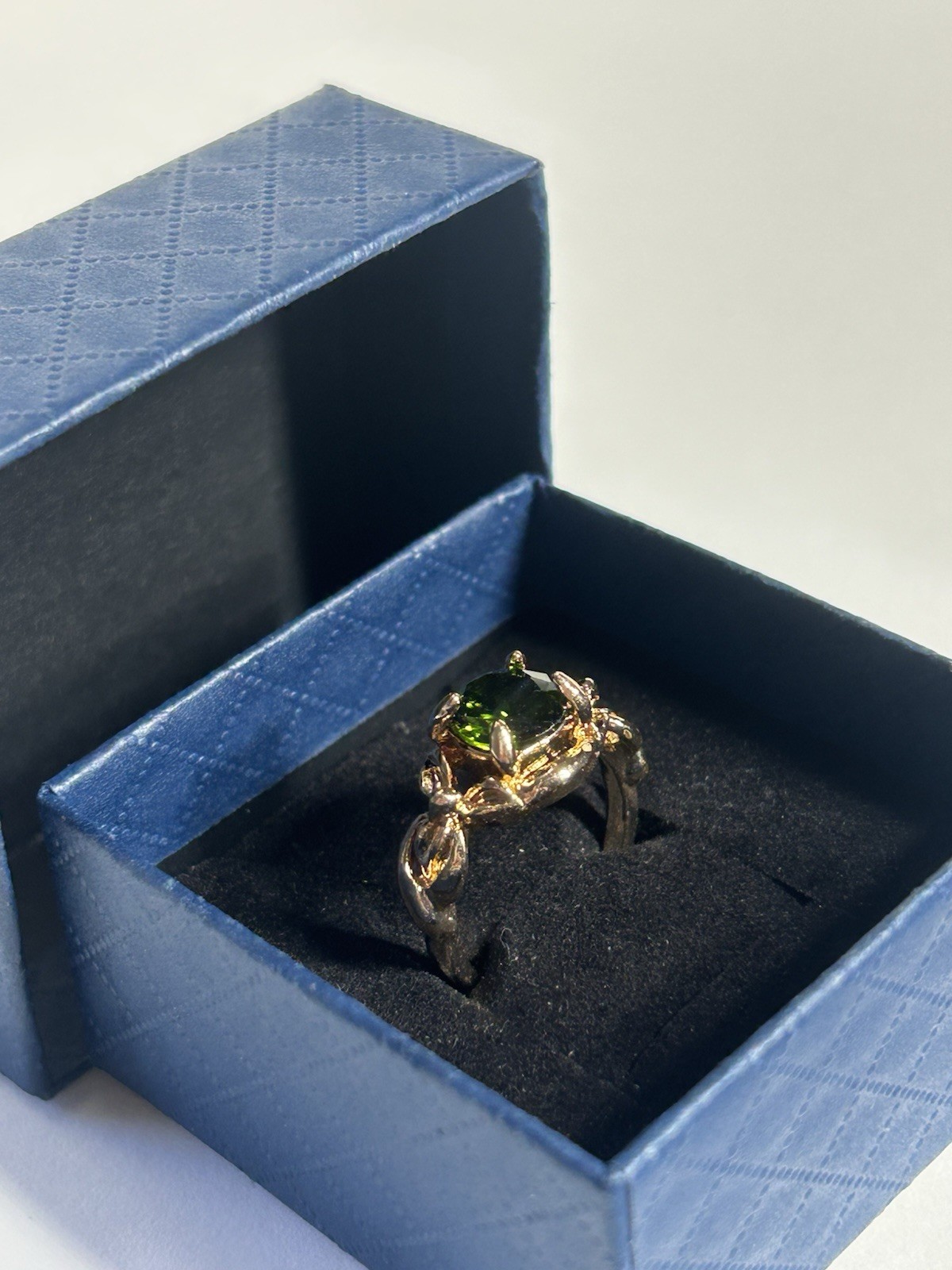 Vintage Green Cubic Zirconia Ring Gold Plated Womens Size 6
