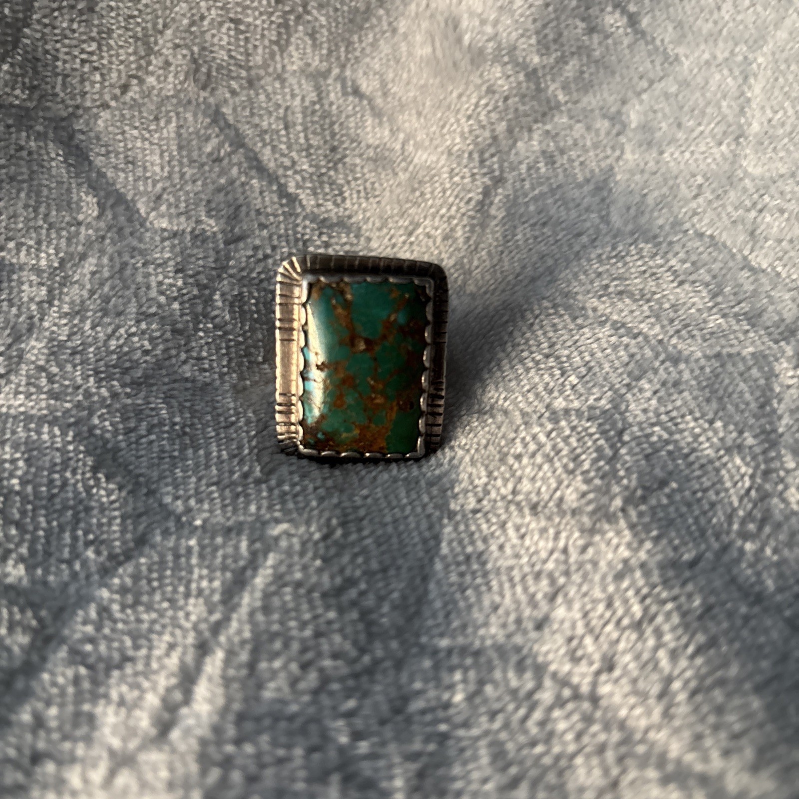 Vintage Sterling Silver Green Turquoise Ring Southwestern Native American Style