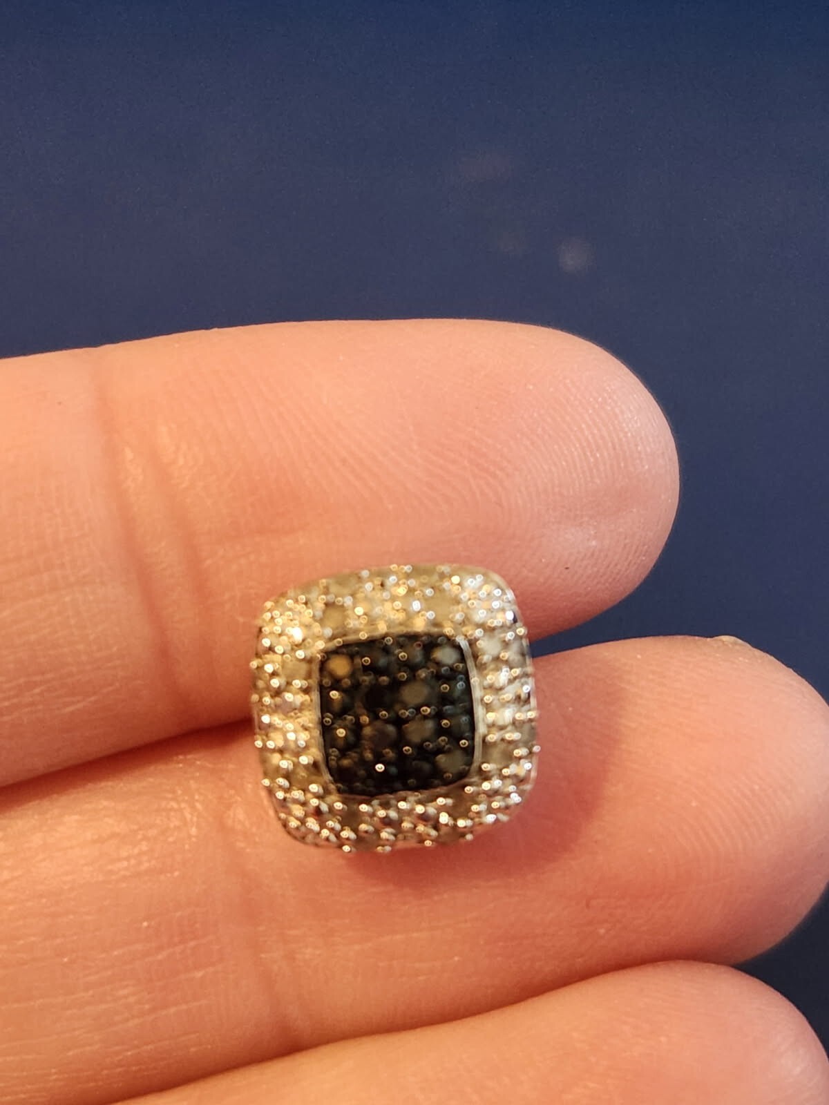 Sterling Silver Black Stone Stud Earrings