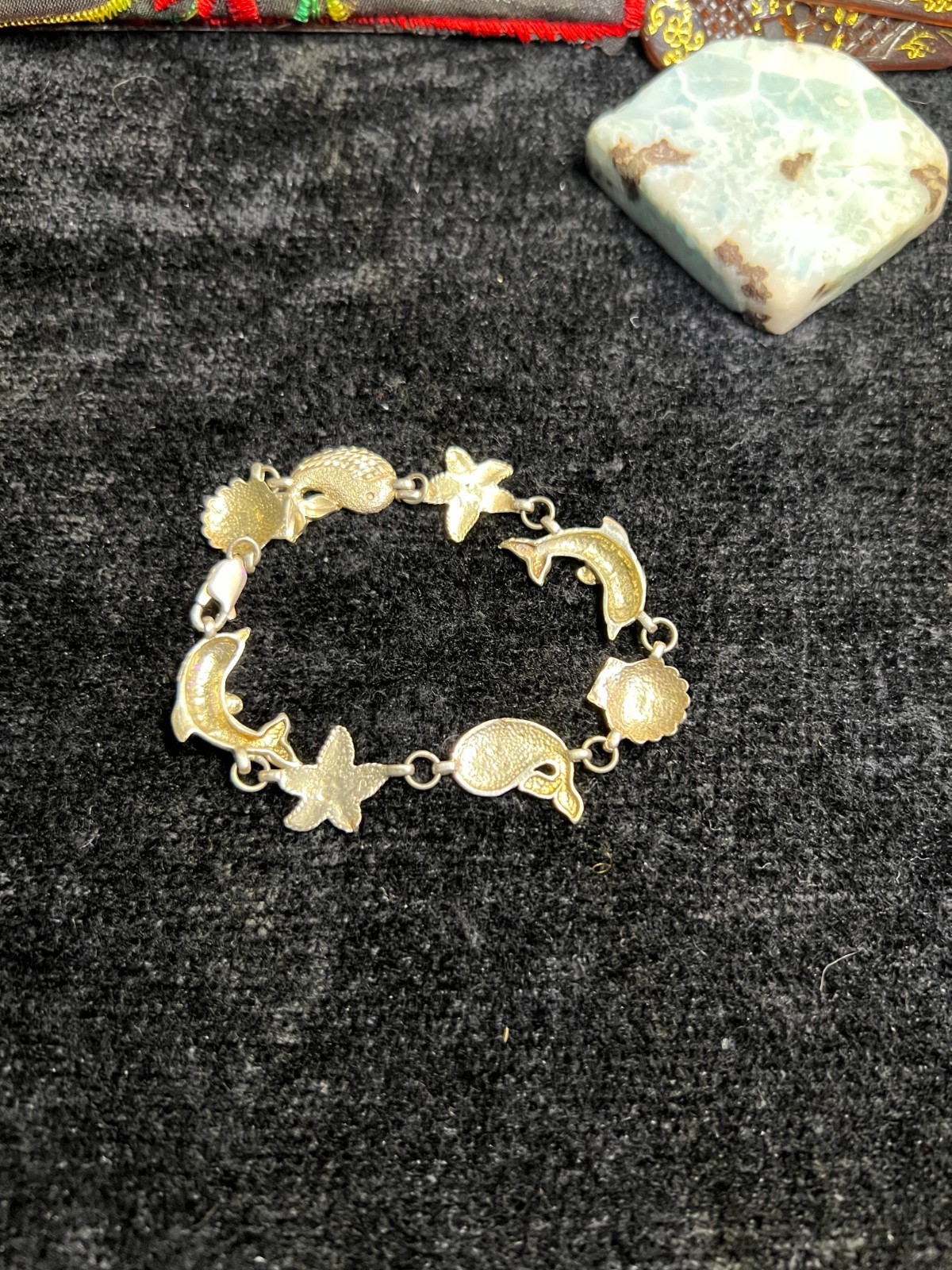 Vintage 925 Sterling Silver Ocean Sea Creatures Link 7″