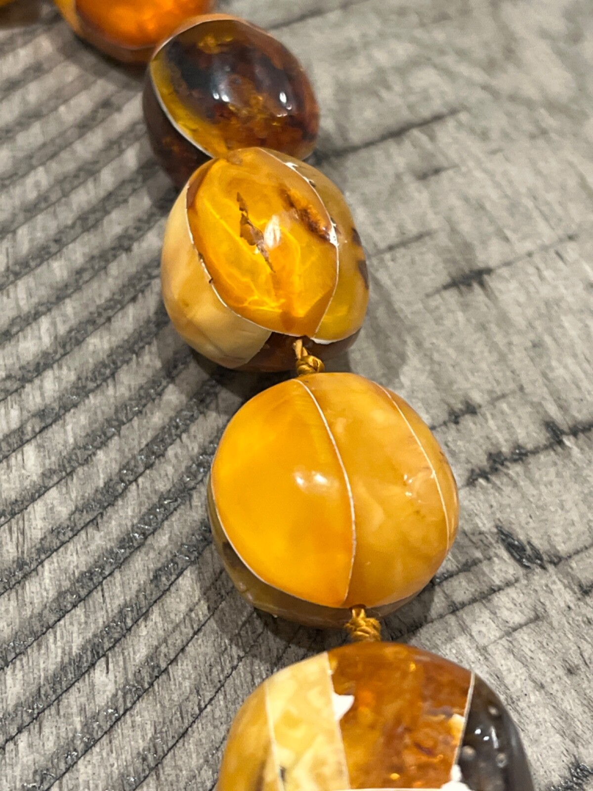 OLD massive butterscotch baltic amber cobblestone-work 26.5″ necklace 062024eH@