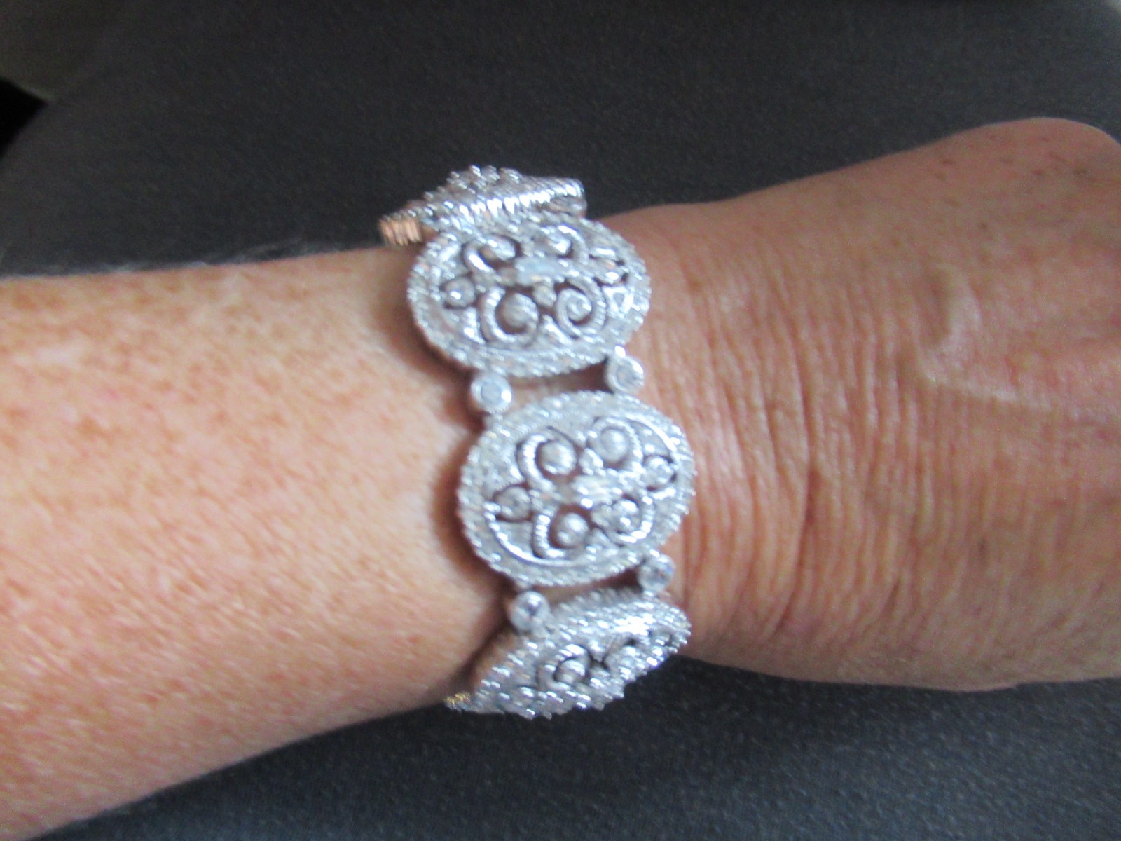 Napier Rhinestone Rhodium Plate Bracelet 7.5 in Gorgeous