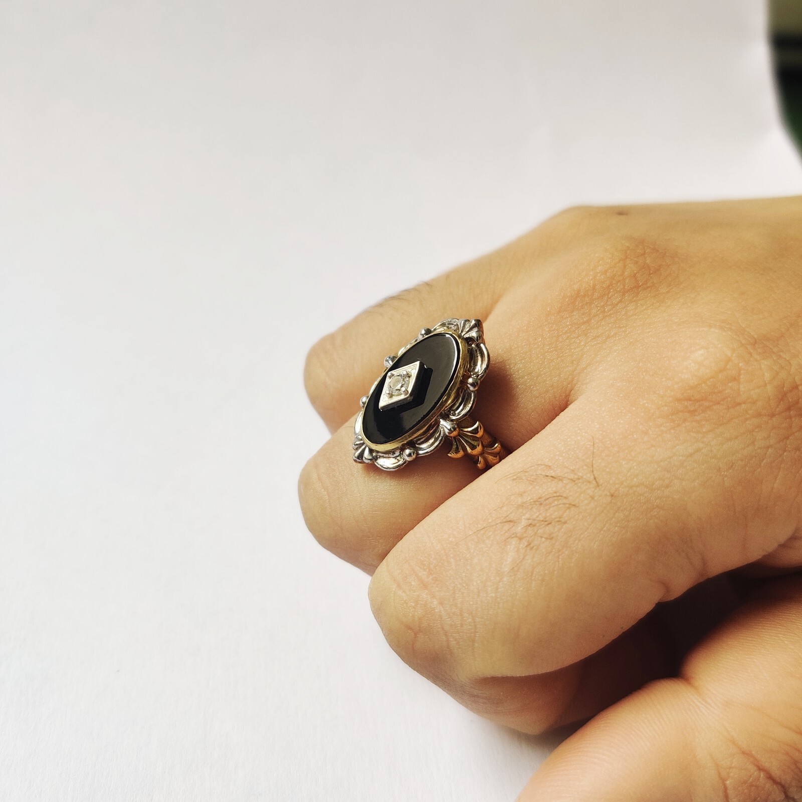 antique 925 silver vintage Victorian art deco handmade black onyx ring best gift