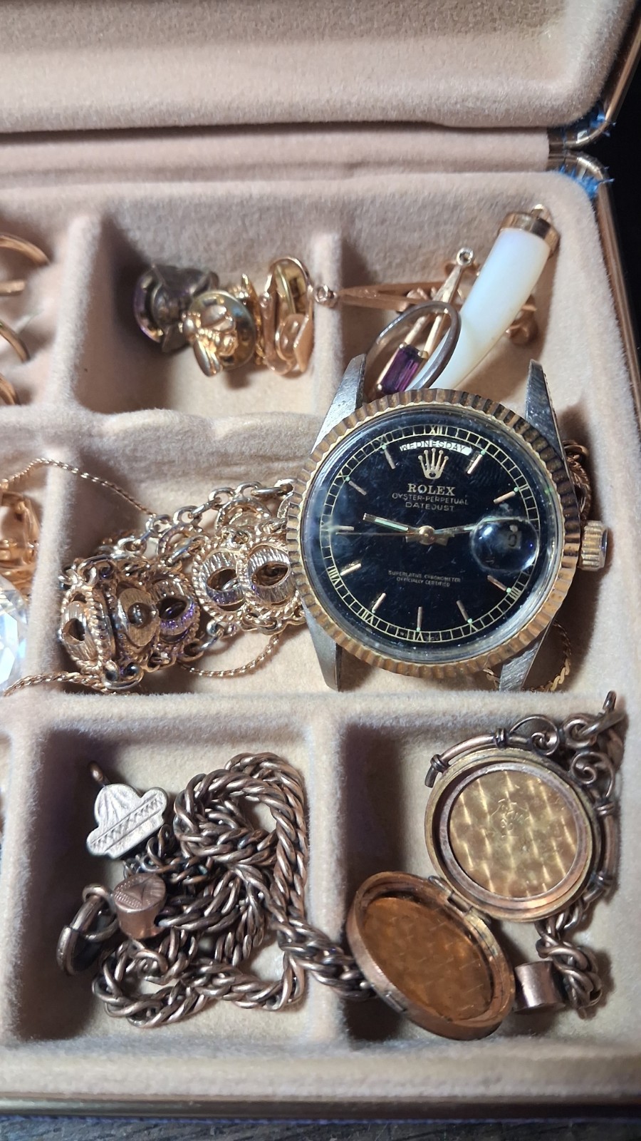 Vintage Estate Jewelry Lot Ussr Laquer Box 18kt H.G.E🔥🔥 Cameo