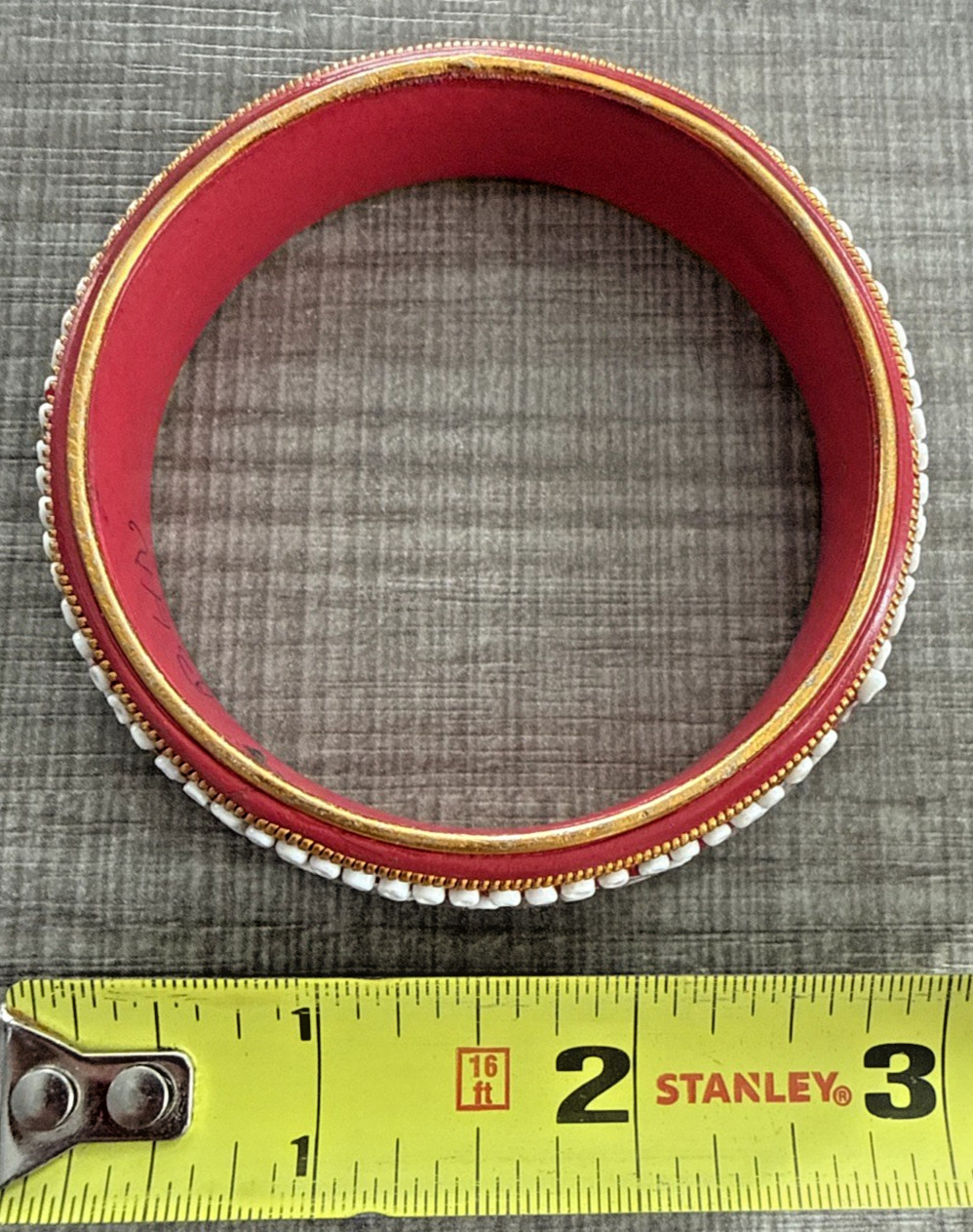 VTG Chinese Export Cloisonné Enamel Bracelet Lapis Red/Gold/White Approx. 2 1/2″