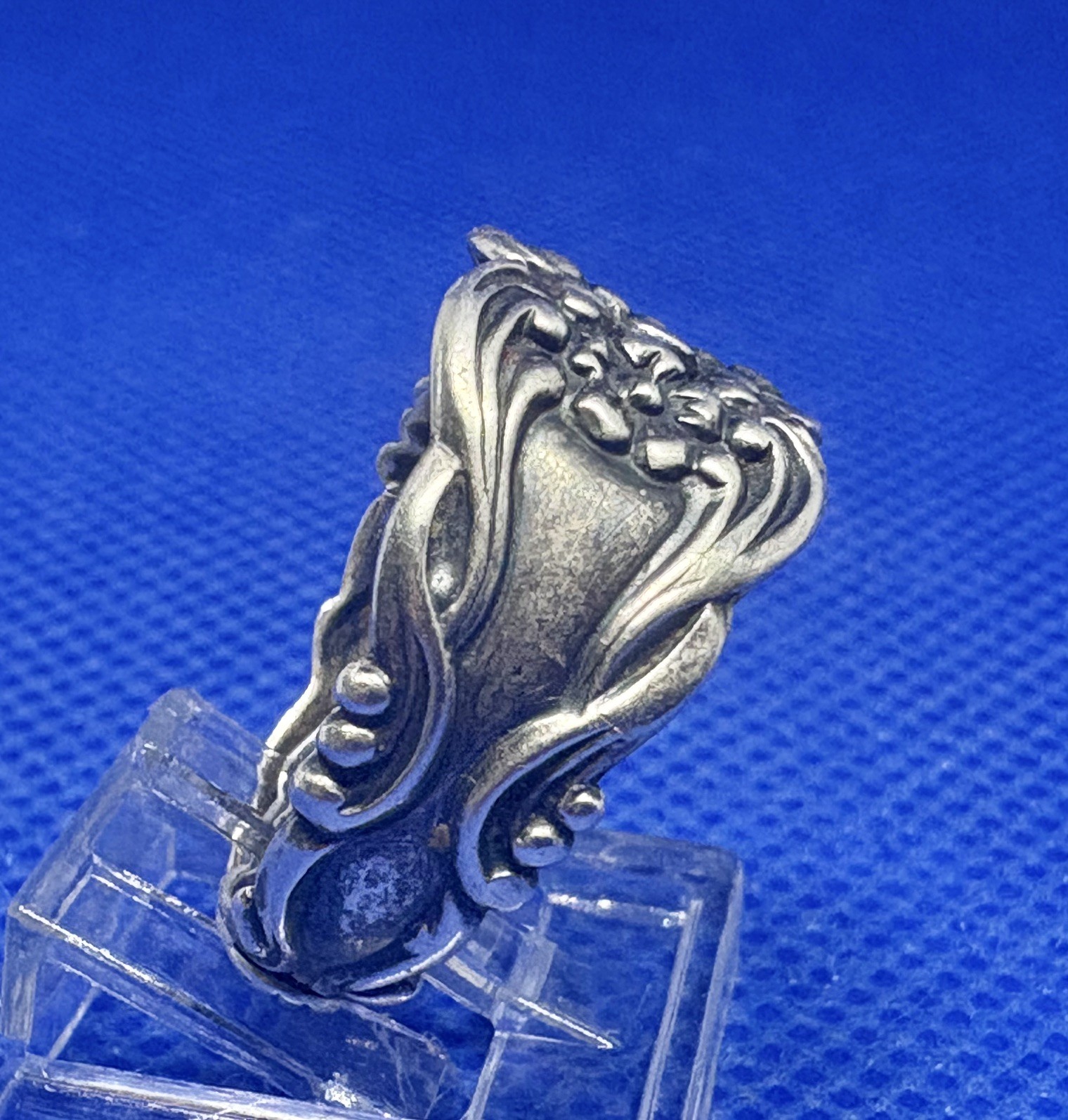 (26) 1920-1930s Antique Vintage 925 Sterling Silver Ring Adjustable – Floral