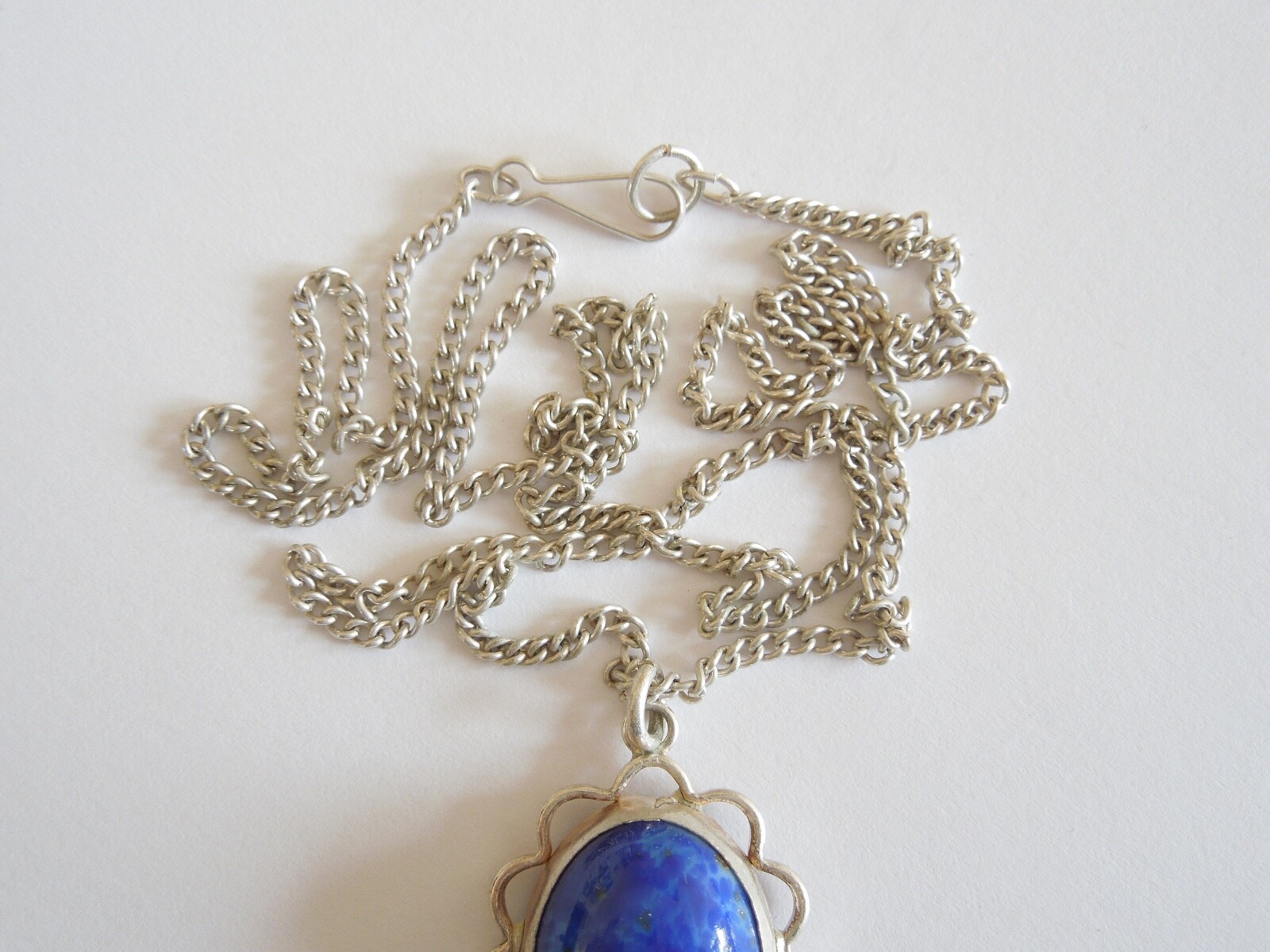 Necklace With Pendant And Blue Stone Cabochon 7.2 G/Approx 50 Cm/3.0 X 1.9 Cm
