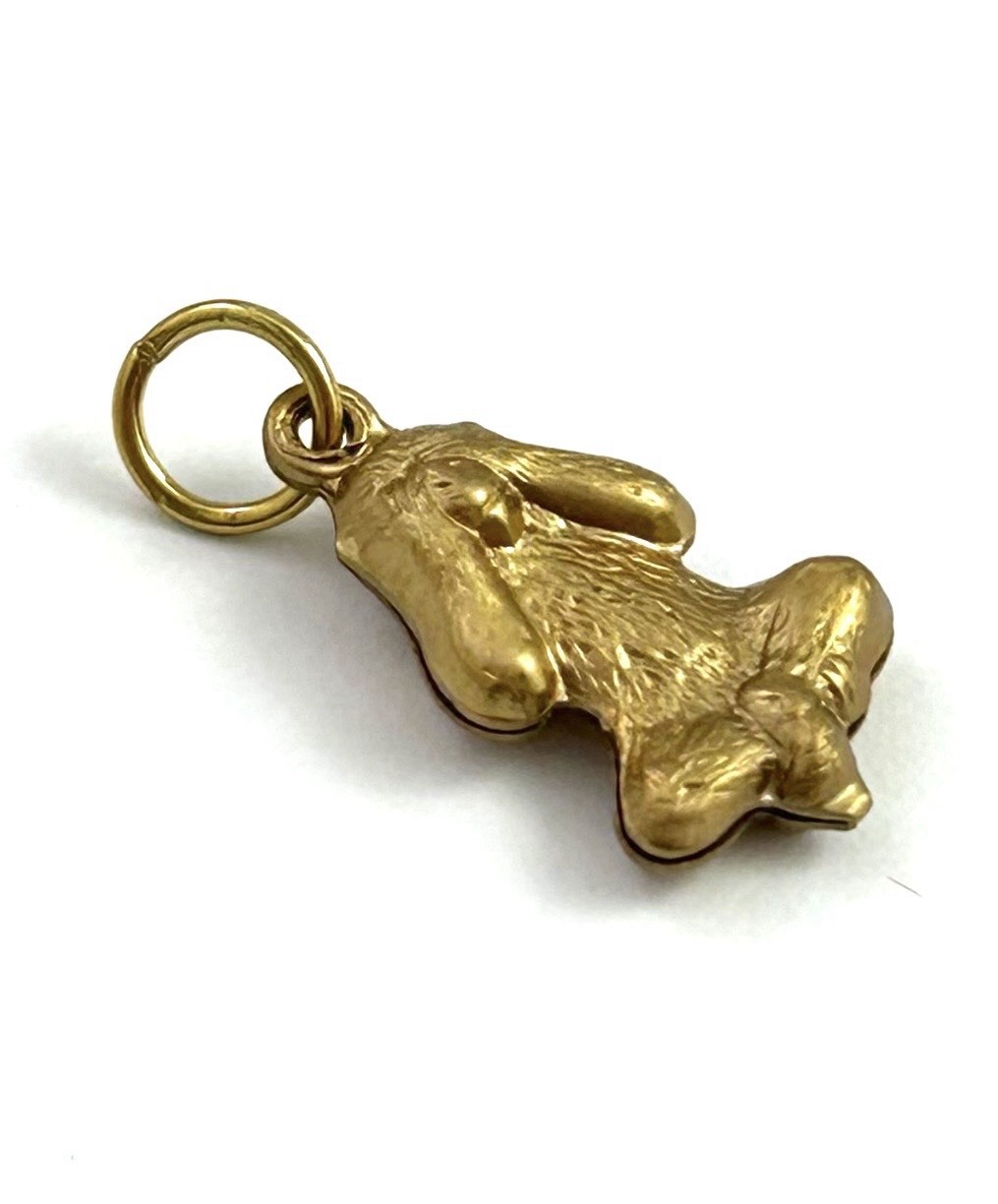 Vintage Charm See No Evil Monkey Necklace Pendant Puffy Brass Metal Jewelry