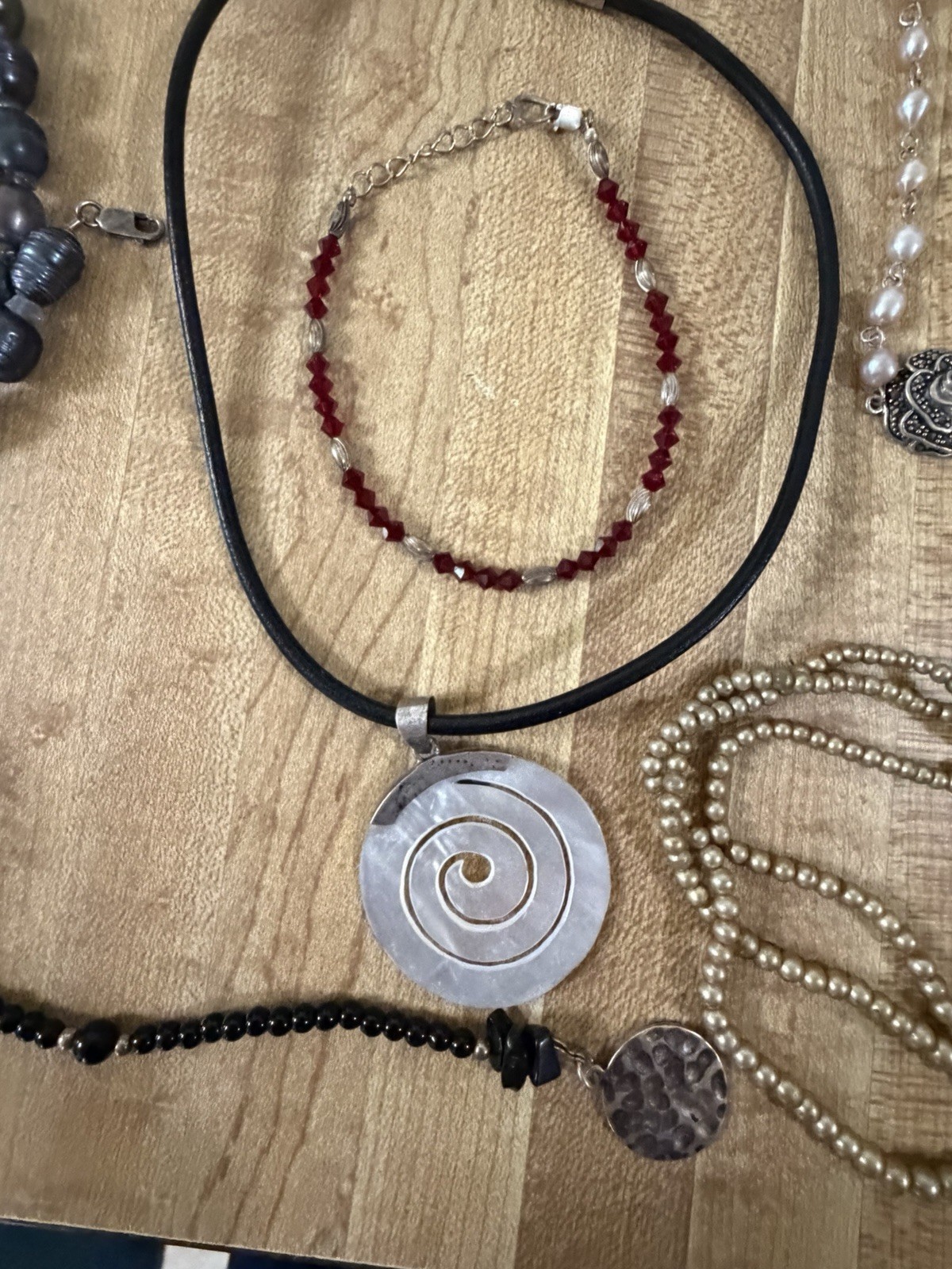 Sterling Silver Vintage Modern Mix Bead Plastic Stone Necklaces Bracelet Lot