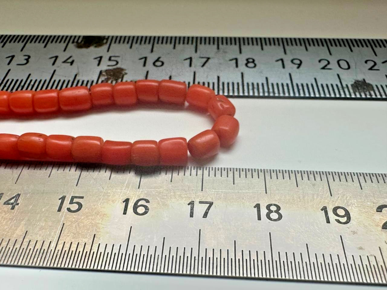Vintage Natural Red Coral Beads – Triple Strand 11-12 g-188