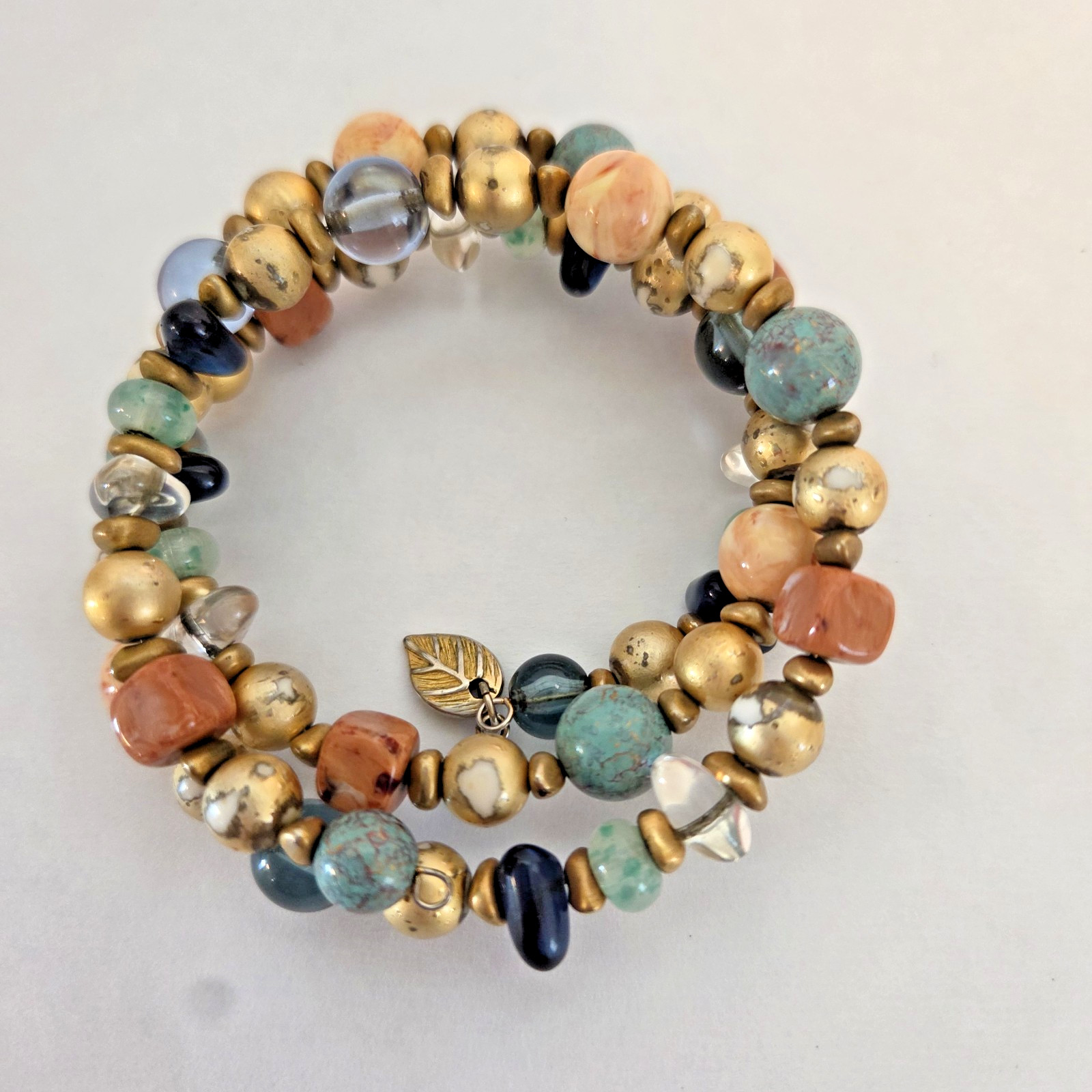 Vintage LIZ CLAIBORNE Necklace Bracelet Set Multicolor Beads 80s 90s Logo