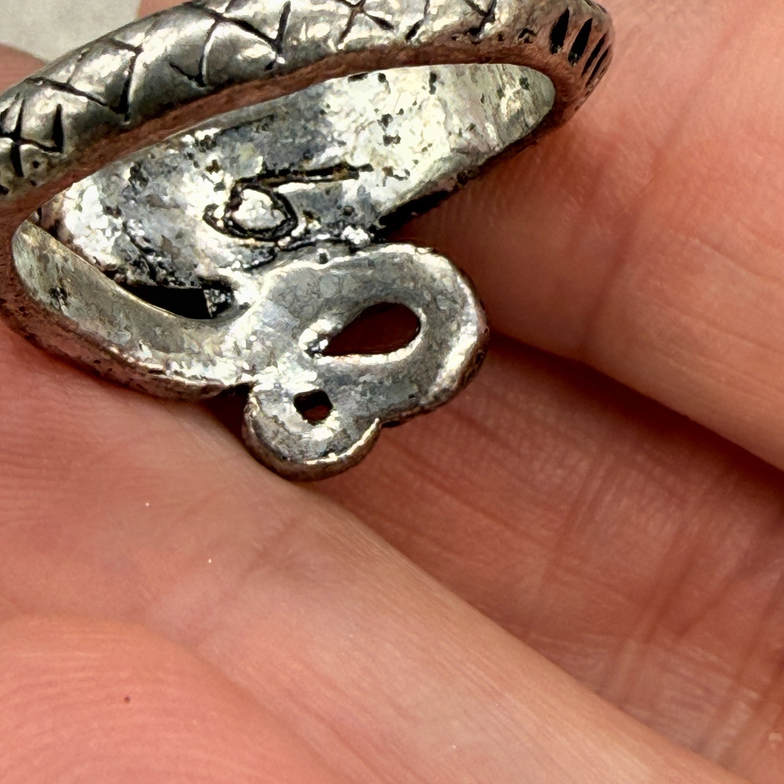 Vintage Cobra Snake Ring Silver Tone Size 9